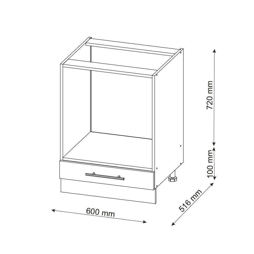 Vicco Herdumbauschrank Fame-Line, Bordeaux Hochglanz/Eiche, 60 cm ohne Arbeitsplatte (1-St) – Bild 2 von 5
