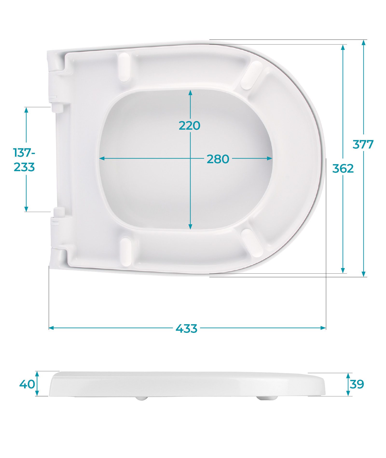 Calmwaters WC-Sitz Villeroy&Boch Subway, Artic, Architectura (Alternative Calmwaters), Überlappende D-Form. Absenkautomatik, Duroplast, 26LP3465