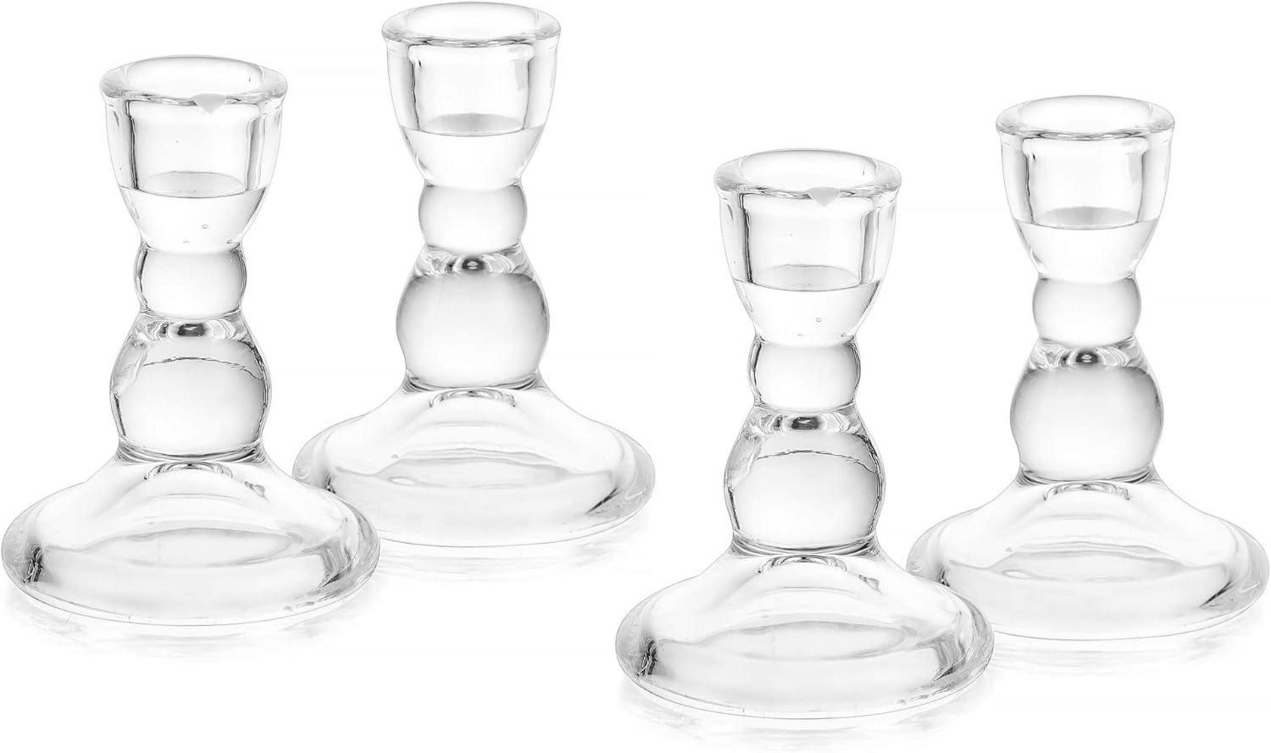Gläser-Set Transparenter Glas Kerzenhalter für Stabkerzen, 4er Set Weihnachten