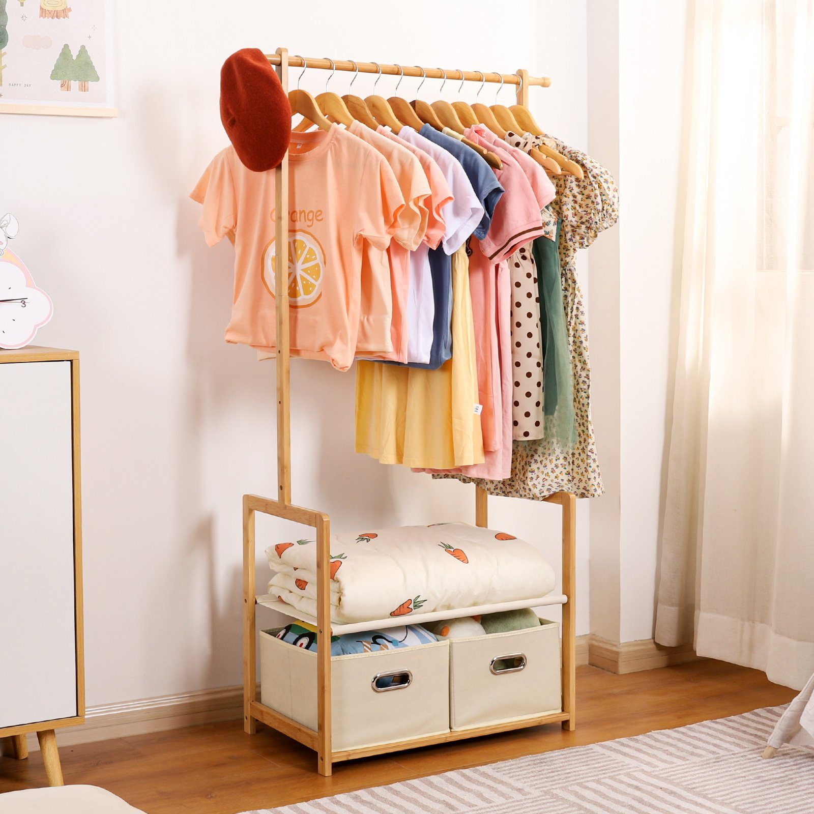 Yorbay Kleiderständer Kinder Kleiderständer aus Bambus, günstig online kaufen