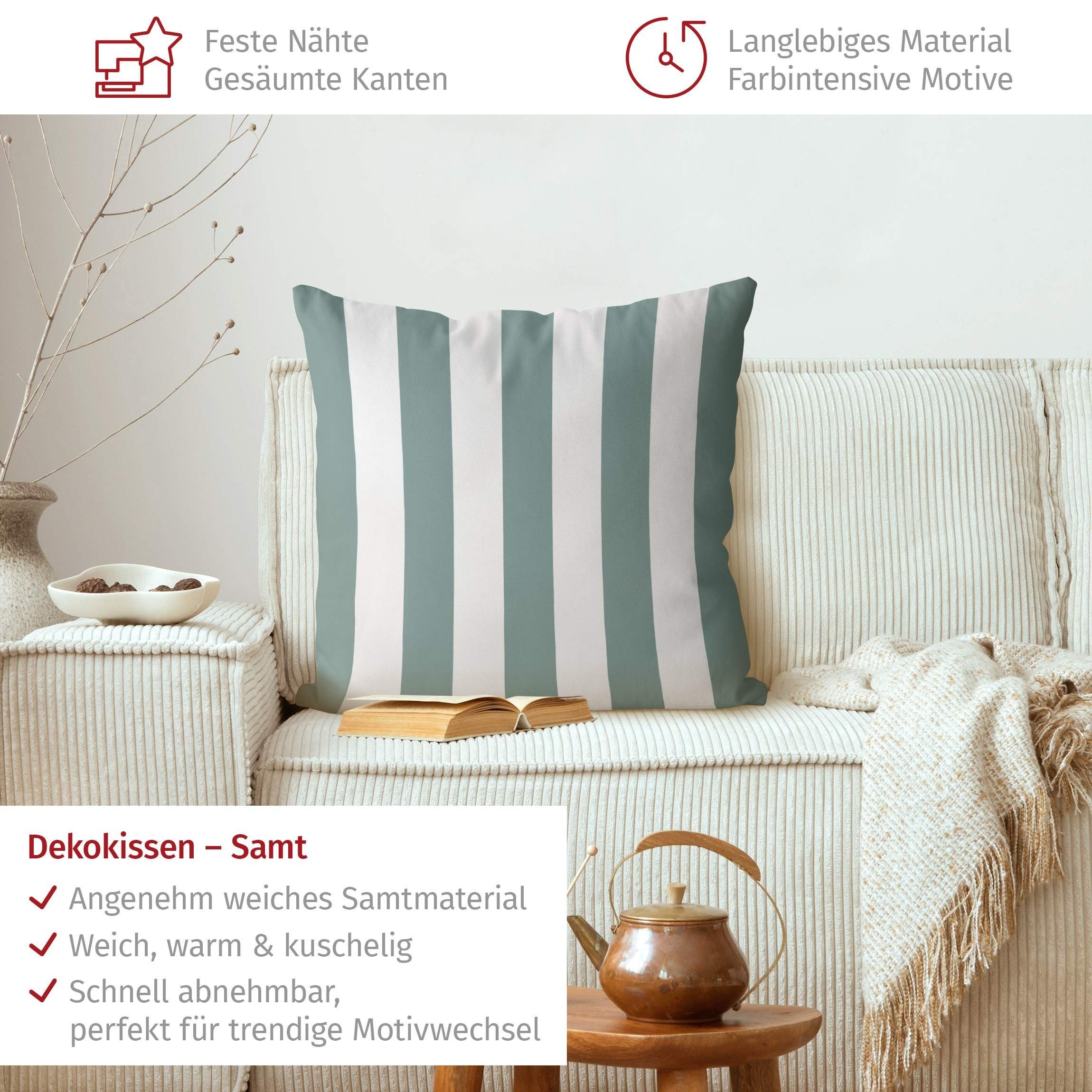 Bilderdepot24 Dekokissen drinnen Kissenhülle/ Sofakissen/ Zierkissen türkis Muster, Bezug mit / ohne Füllung Zierkissen Outdoor Sofa Bett