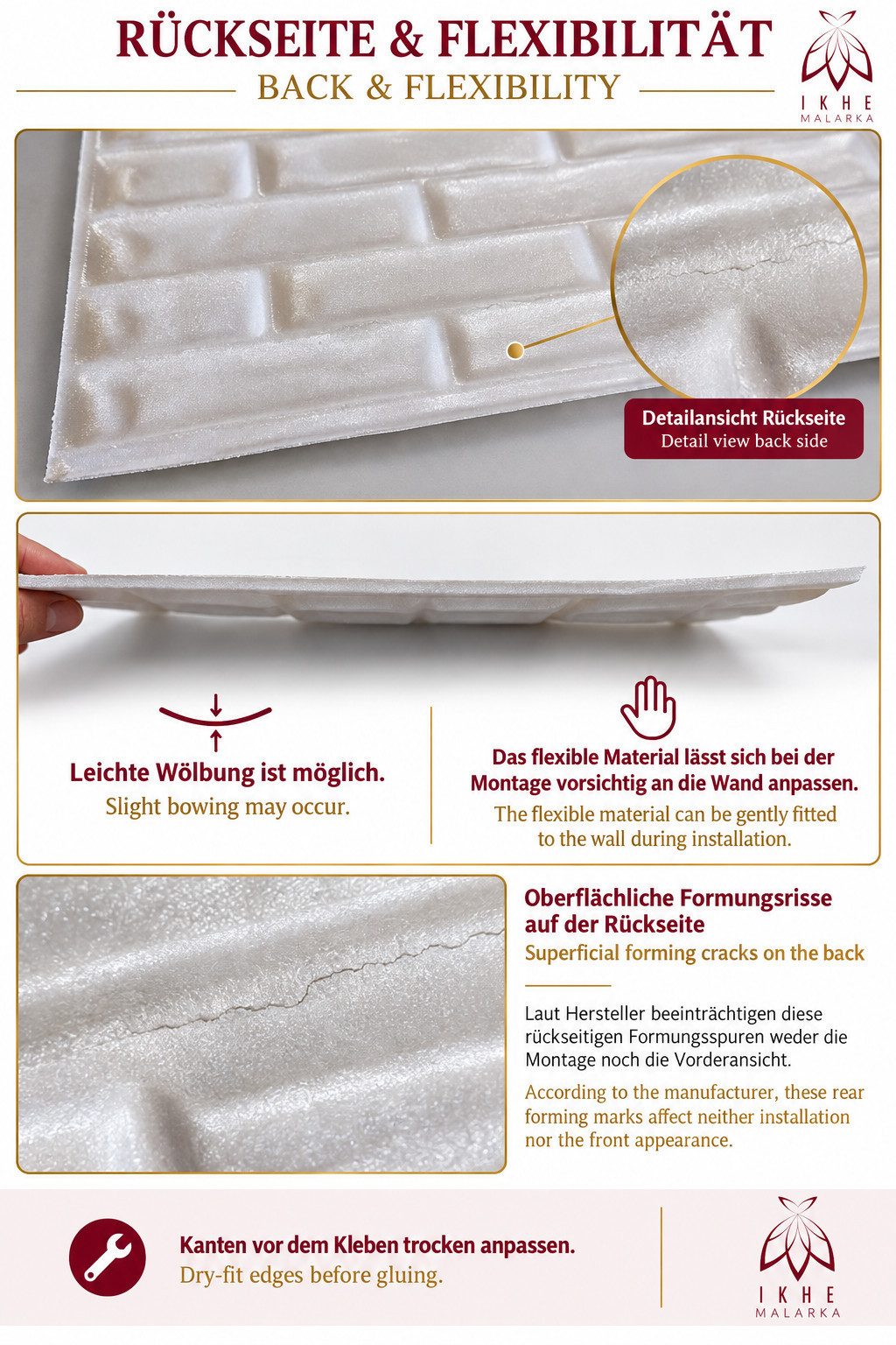 IKHEMalarka 3D Wandpaneel Betonoptik Marmor Ziegel aus Polystyrol Styropor XPS, BxL: 50,00x100,00 cm, 0,50 qm, (1 Stück, 0,5m) Deckenpaneelen - 3mm dick - 100x5 – Bild 4 von 5