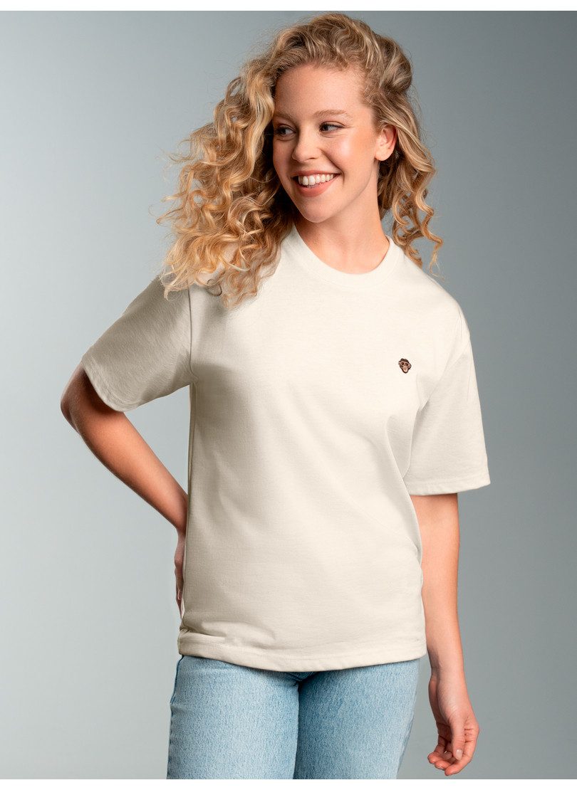 Trigema T-Shirt TRIGEMA Heavy Oversized T-Shirt mit Affe Charly-Stickmotiv (1-tlg)