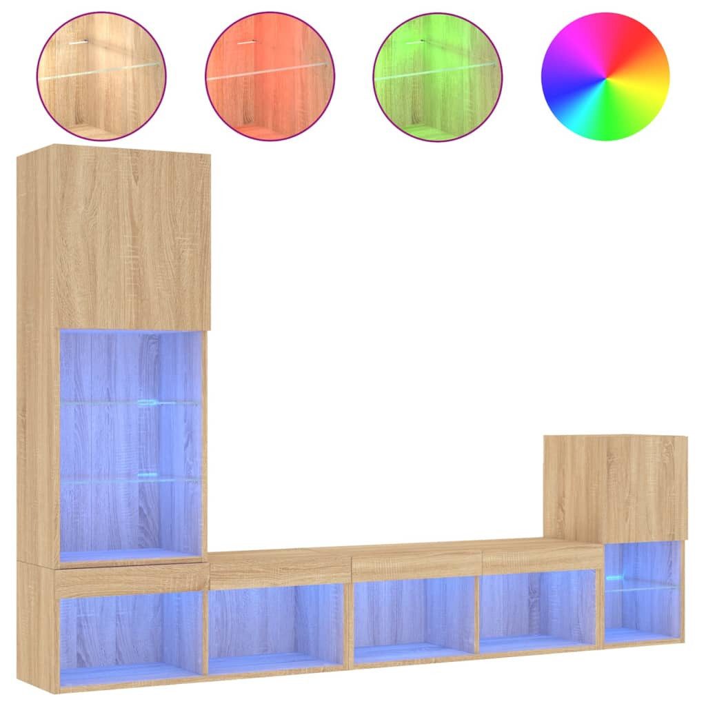 vidaXL TV-Wand 4-tlg. Wohnwand mit LED-Beleuchtung günstig online kaufen