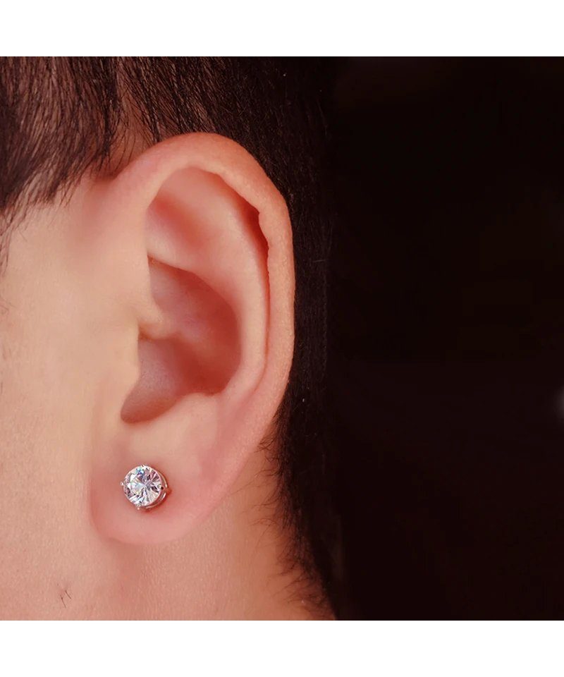 Karisma Schmuck Paar Ohrstecker 1 Paar Ohrstecker Edelstahl Hip Hop/Iced Out Ohrringe Unisex 6 und 8mm, Kein Piercing