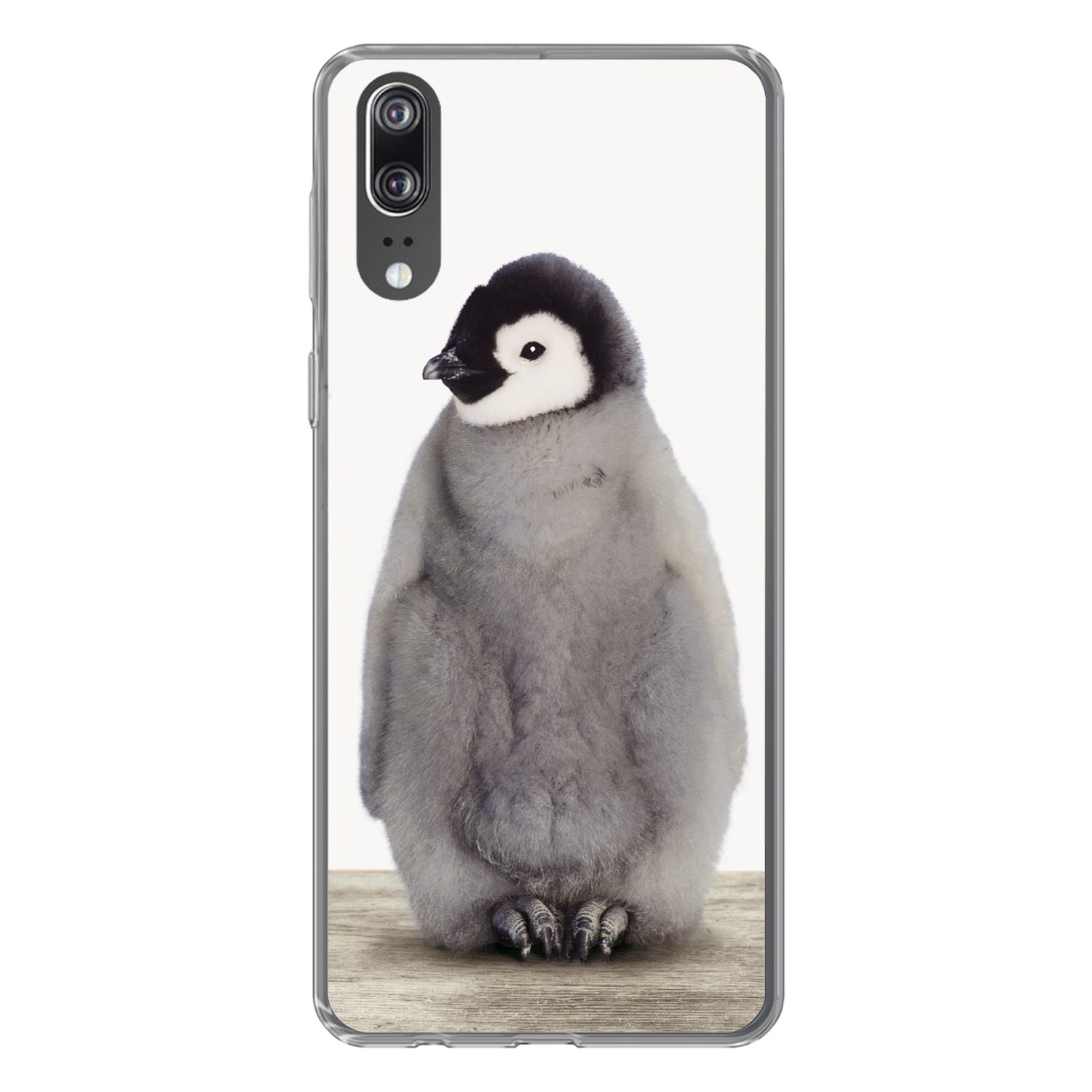 MuchoWow Handyhülle für Huawei P20 Kinder - Pinguin - Grau - Tiere - Mädchen - Jungen, Handy Case, Silikon, Bumper Case Dünn