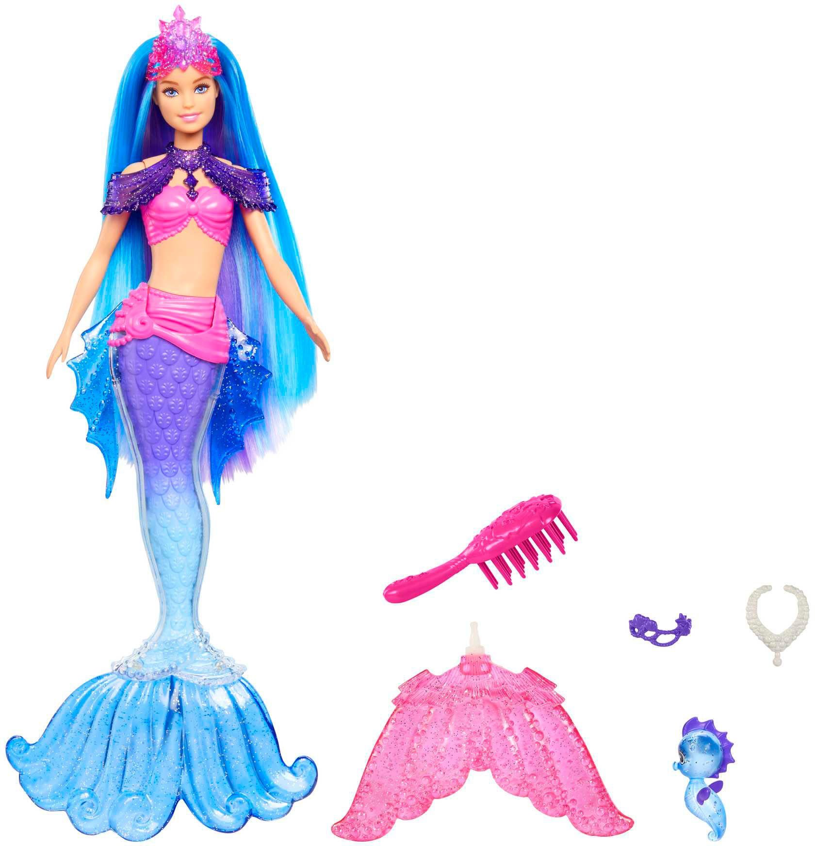Barbie Meerjungfrauenpuppe Meerjungfrauen Power, Malibu, mit blauen Haaren  und Zubehör