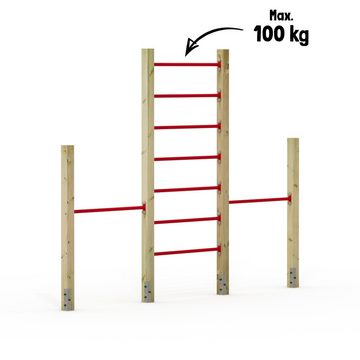 Wickey Turnreck FIT Tumble 409 - Kletterleiter mit Doppel-Reck, (90 - 140 cm, - Komplettset), mitwachsend, extrem witterungsbeständig, 100 kg Belastbar