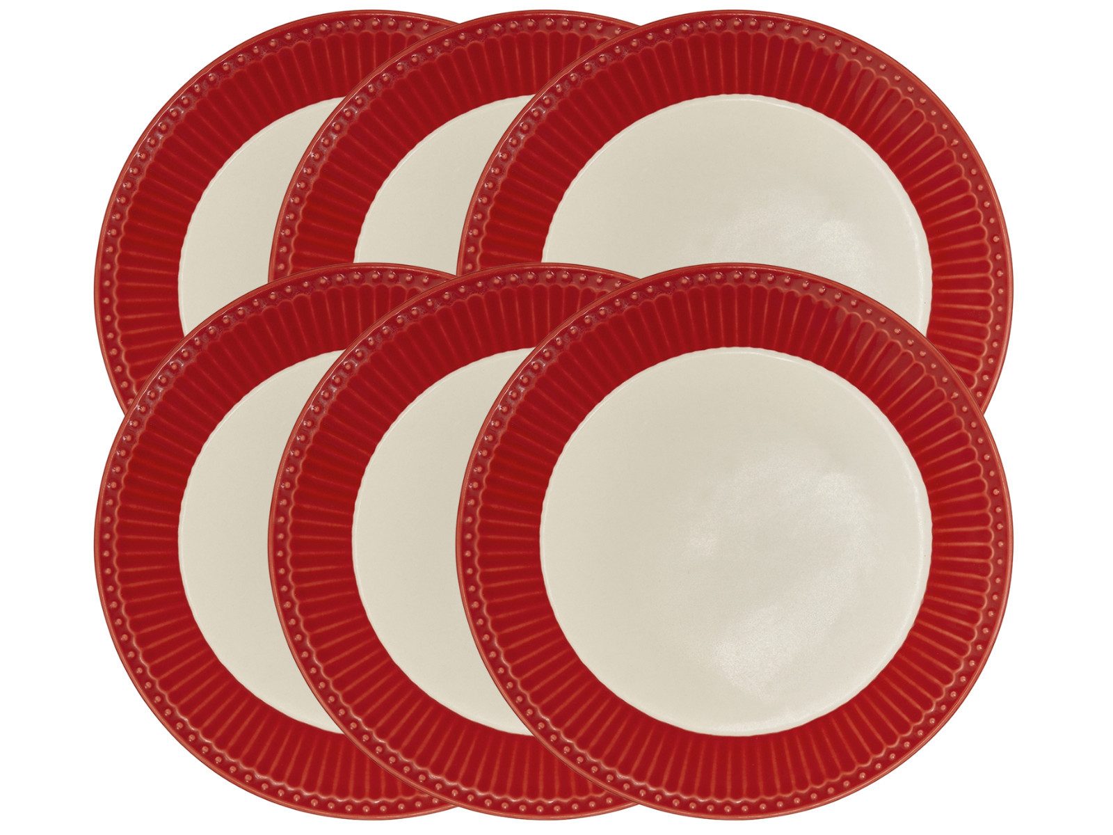 Greengate Тарелки-Set Alice Frühstücksteller red 23 cm Set6, Steinzeug