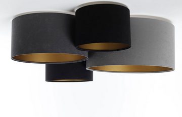 Kiom Deckenleuchte PlaMian 4 black, dark grey, grey & gold 92 x 88 cm, Fassung 4 x E27, Leuchtmittel nicht inklusive, Leuchtmittel abhängig