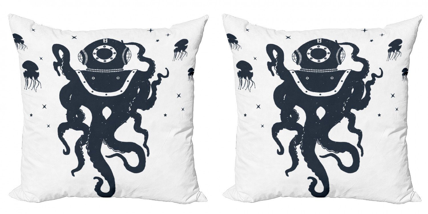 Kissenbezüge Modern Nautical Stück), (2 Digitaldruck, Vintage Doppelseitiger Tattoo Abakuhaus Octopus-Kostüm Accent