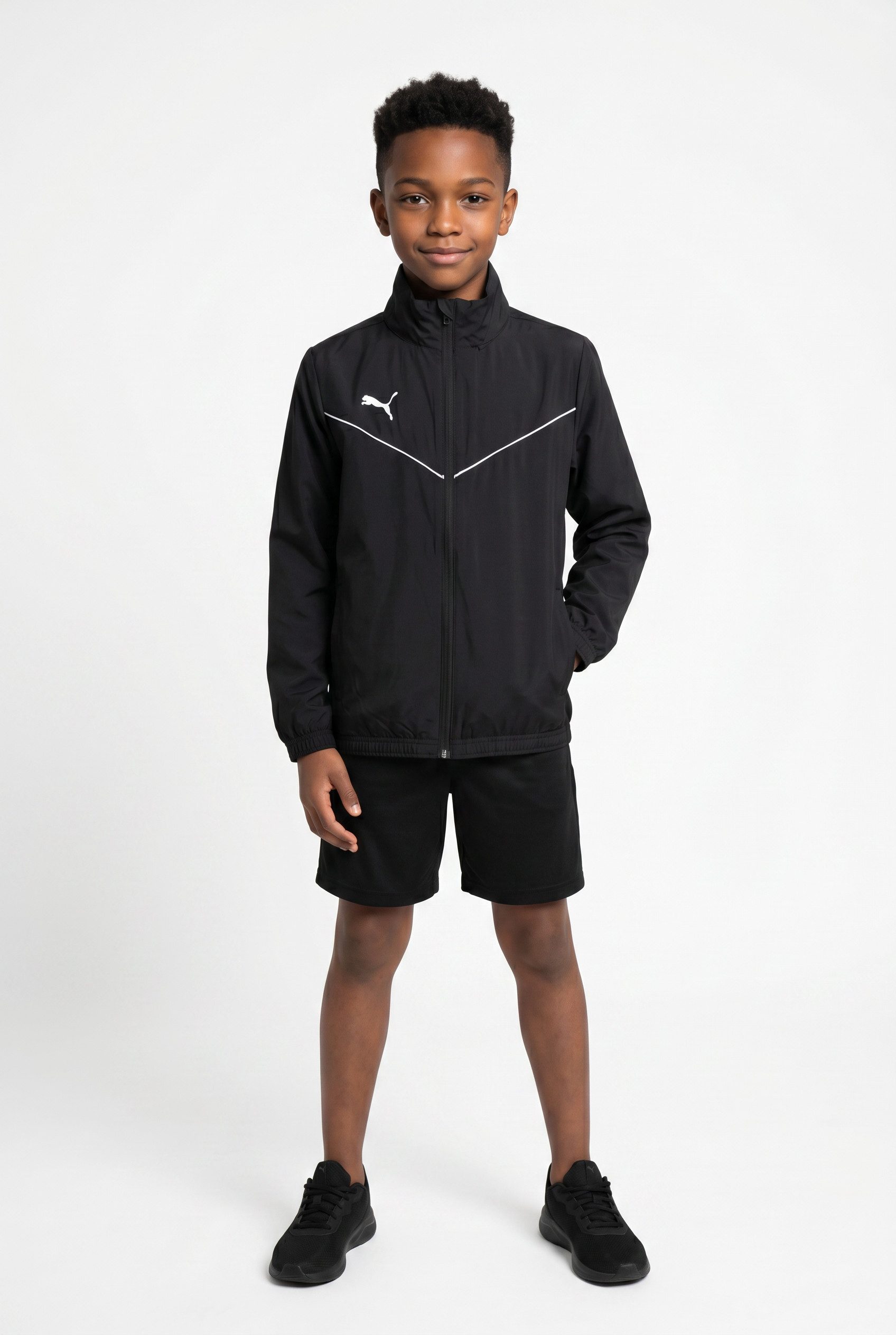 PUMA Windbreaker TEAMRISE ALL WEATHER JKT JR sportlicher Stil, mit Kapuze, mit Reißverschlusstasche, Regular Fit