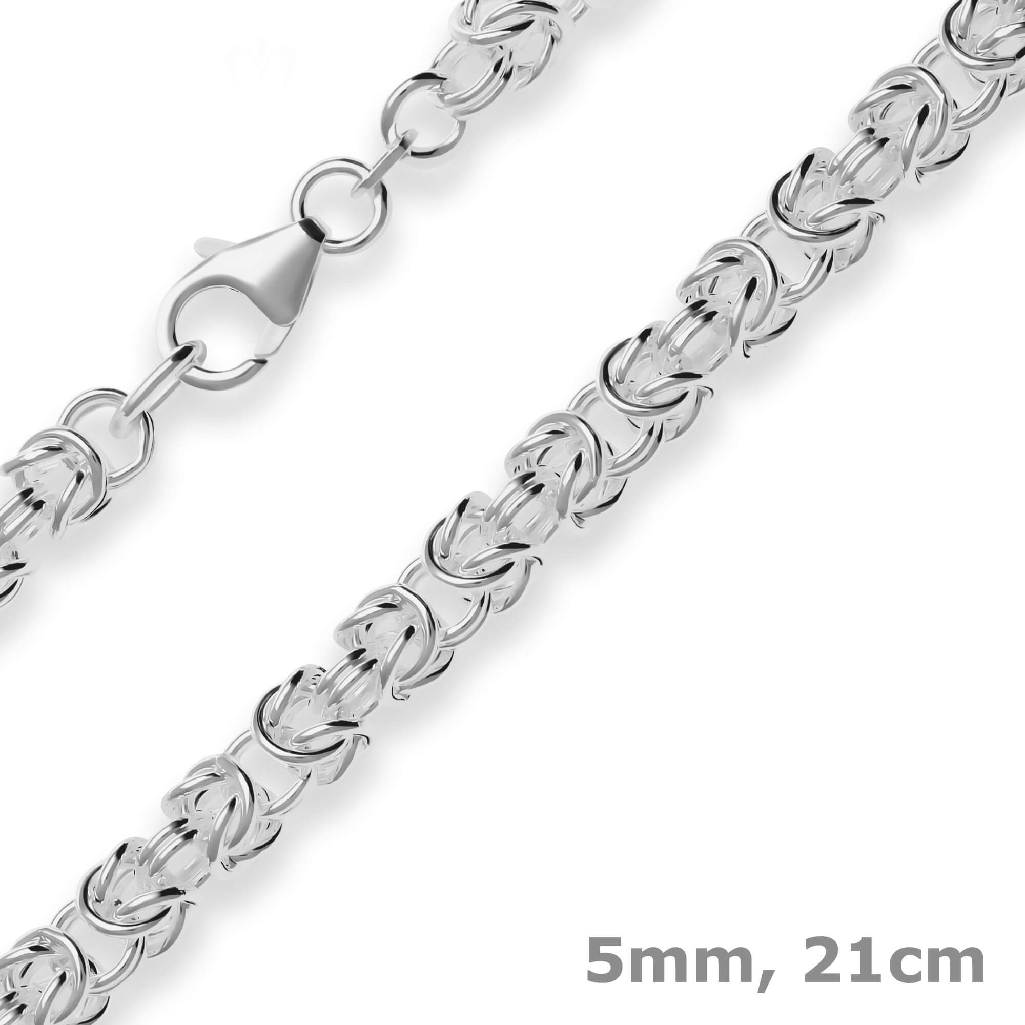 Schmuck Krone Königsarmband 5mm Armband Königskette aus 925 Silber 21cm, Silber 925