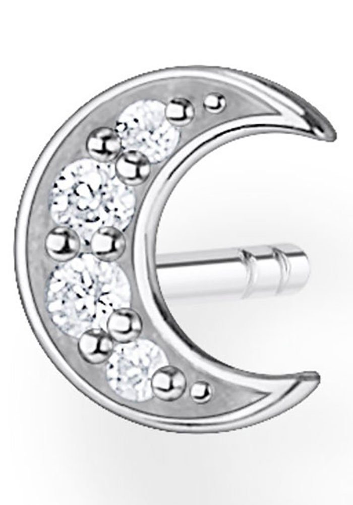 THOMAS SABO Single-Ohrstecker Mond pavé gold, Mond pavé silber, mit Zirkonia (synth)