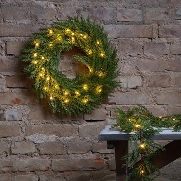 MARELIDA Dekokranz LED Tannenkranz Türkranz beleuchtet Weihnachtskranz Timer Außen 45cm