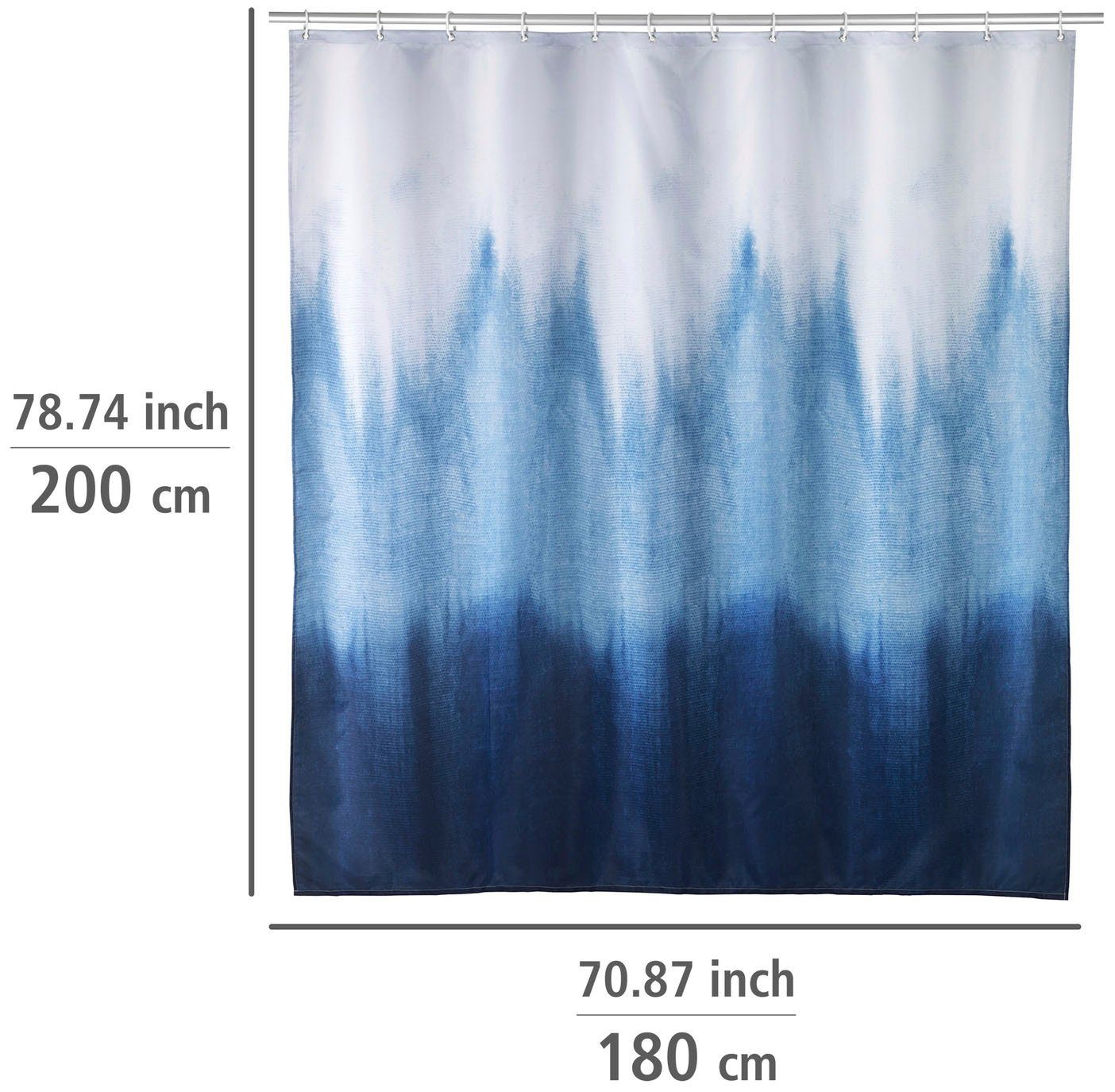 WENKO Duschvorhang Alara Breite 180 cm, Höhe 200 cm, Batik-Optik