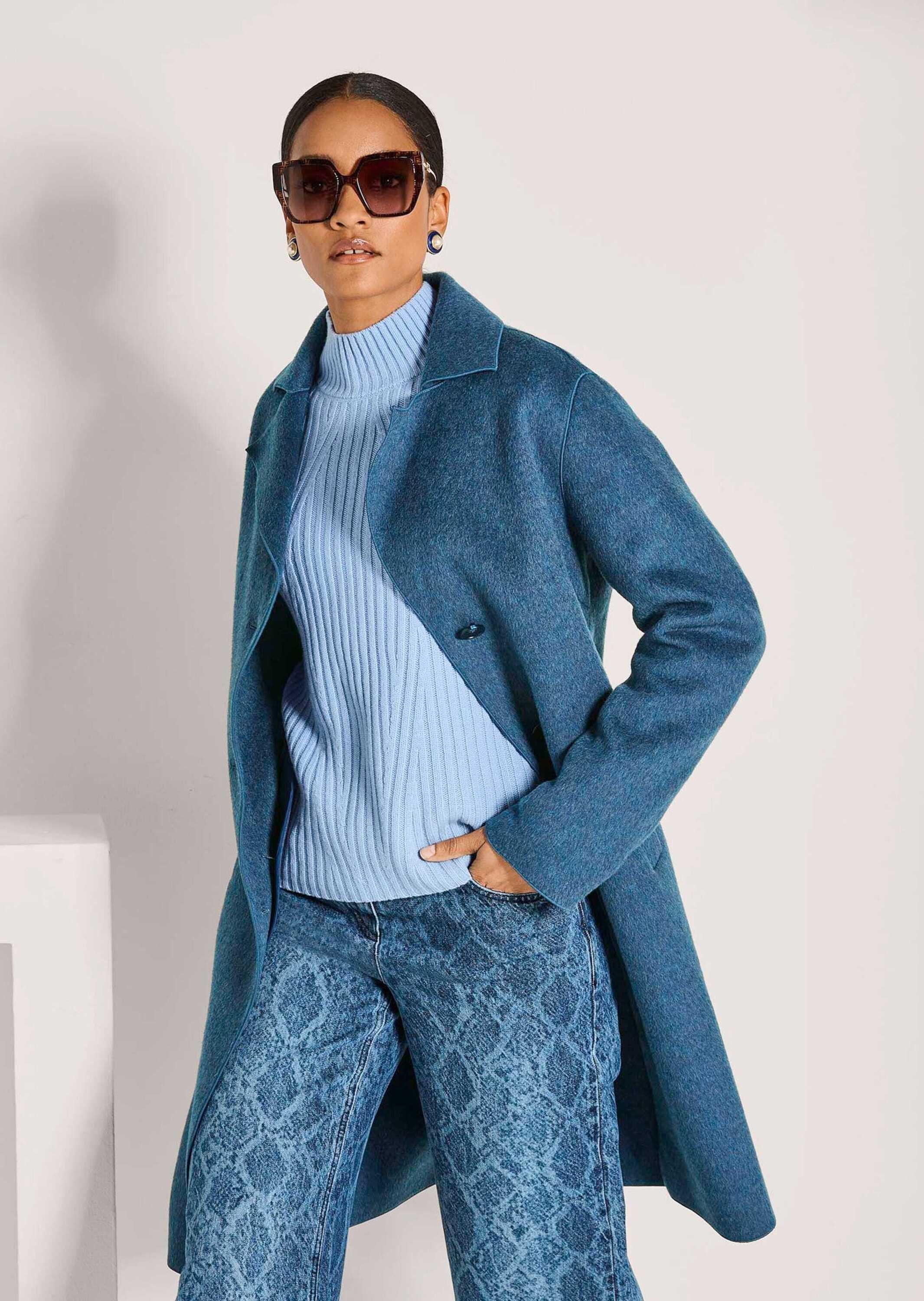 MADELEINE Kurzmantel Eleganter Wollmantel mit Reverskragen Stilvoller Einreiher mit langen Ärmeln