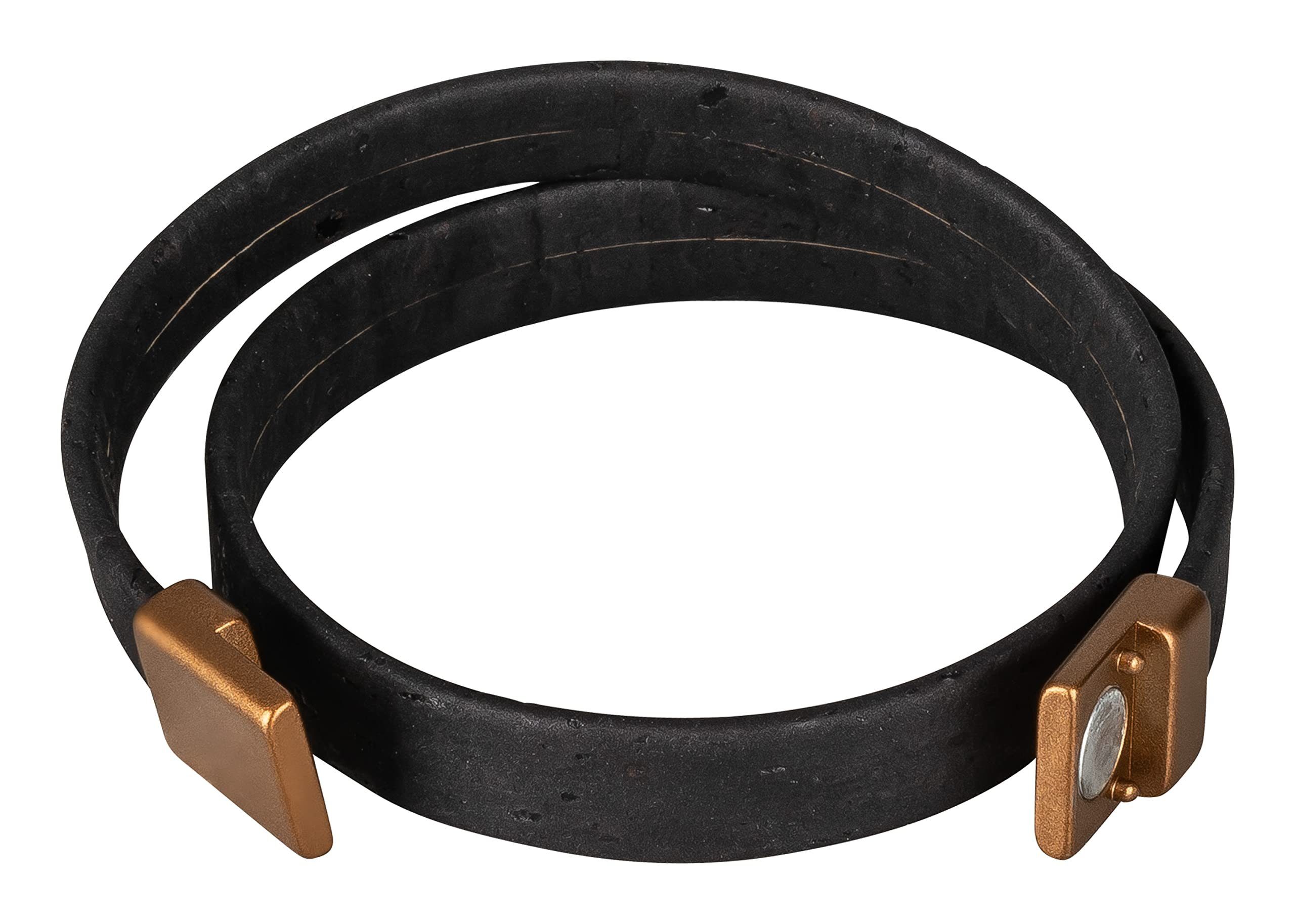 Kork-Deko.de Wickelarmband Breites Korkarmband in schwarz mit Magnetverschluss