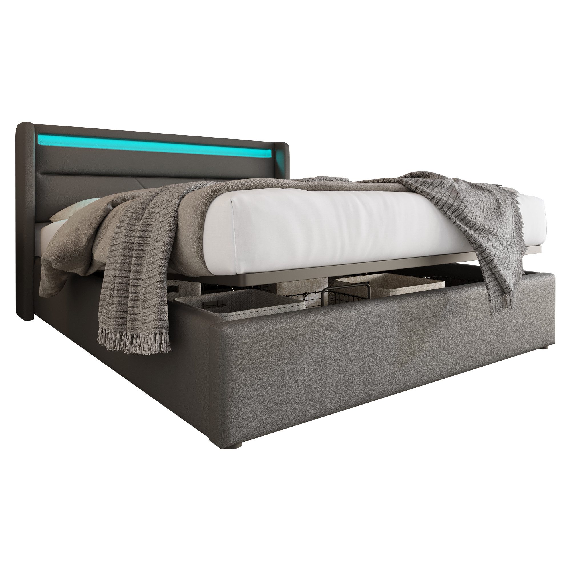 Ulife Polsterbett Doppelbett Hydraulisches Stauraumbett mit günstig online kaufen