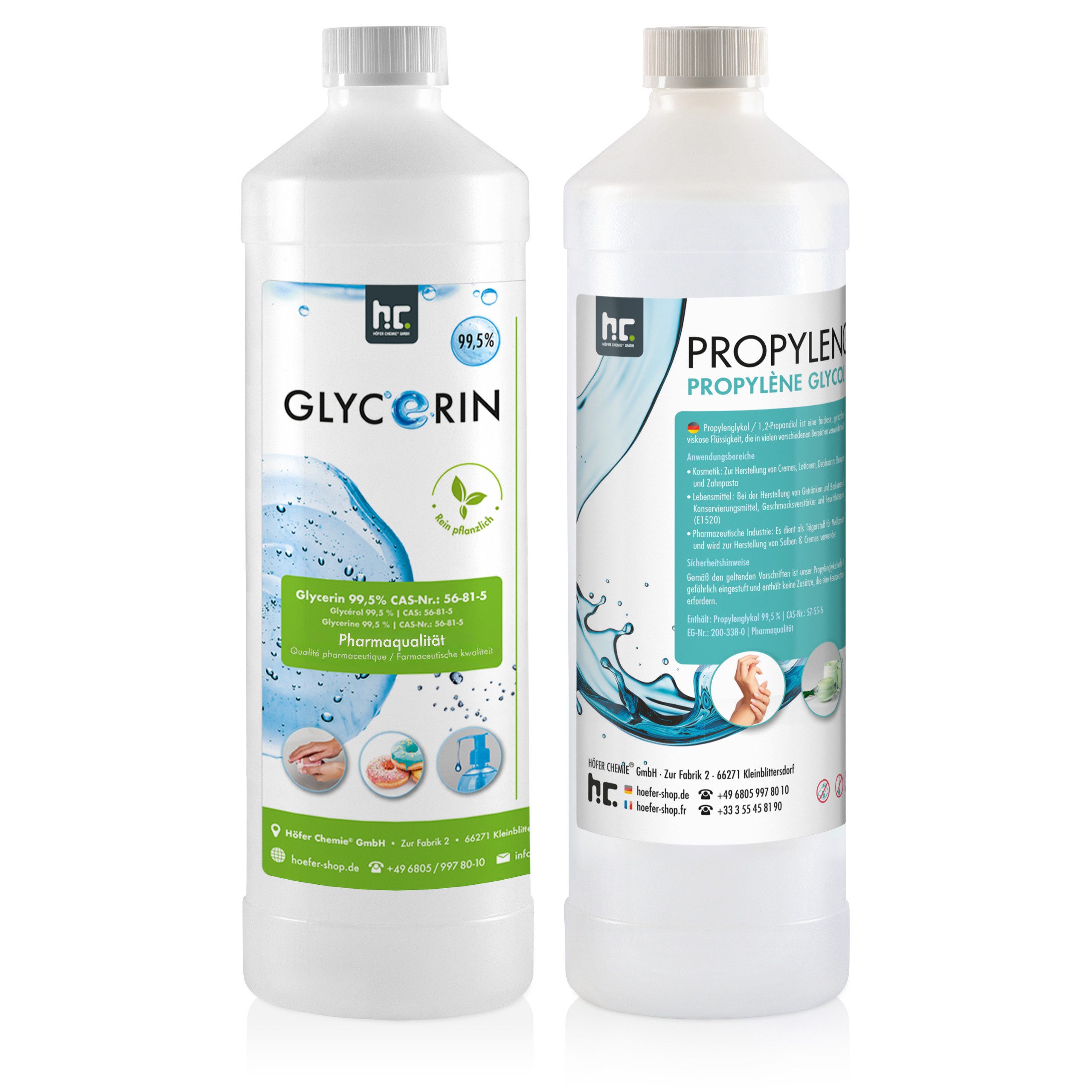 Poolpflege Set 1 L Propylenglykol & 1 L Glycerin in Pharmaqualität