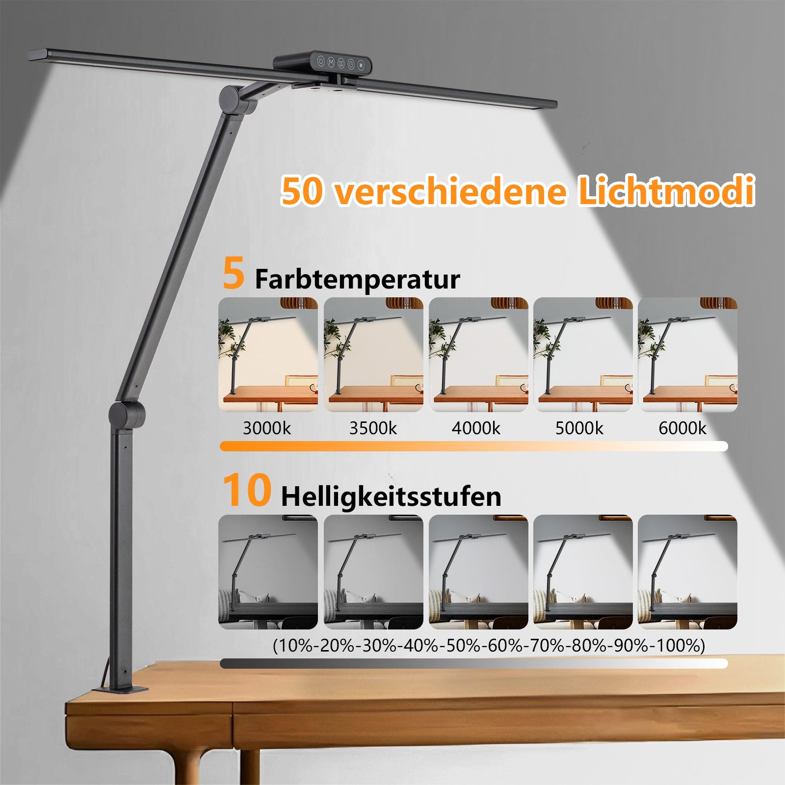 Laybasic LED Schreibtischlampe LED Schreibtischlampe 24W 3000-6000K 10 Hell günstig online kaufen
