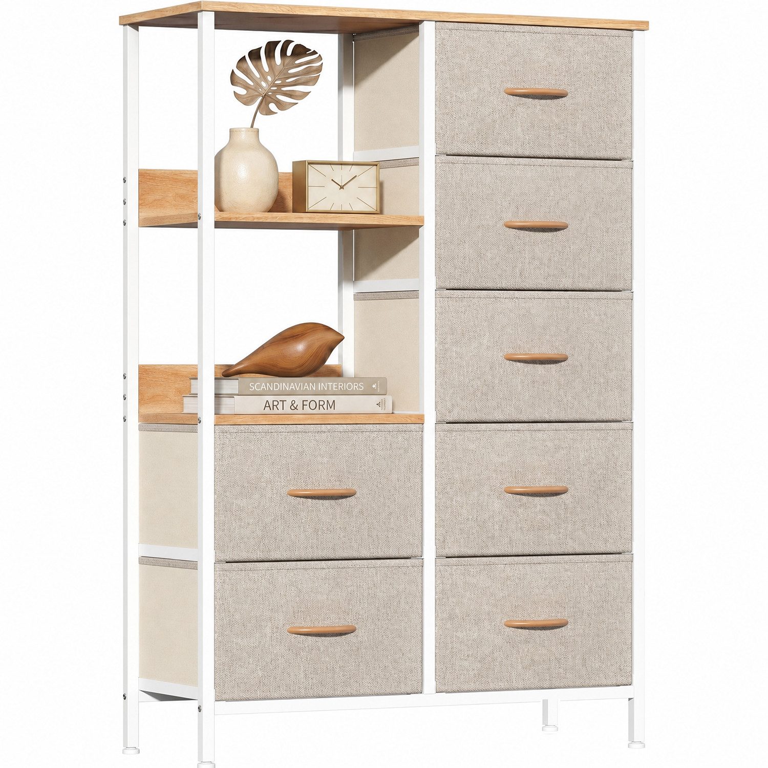 Refined Living Kommode Schubkastenkommode mit 2/4/5 /7/8/9 Schubladen stabilem Stahlrahmen (Große Kapazität Aufbewahrungsmöbel, Komodenschrank, Stoffkommode, Sideboards wasserdicht für Wohnzimmer Kinderzimmer, Flur, Schlafzimmer), Ankleidezimmer, Platzieren Sie Taschen, Accessoires und Dekorationen