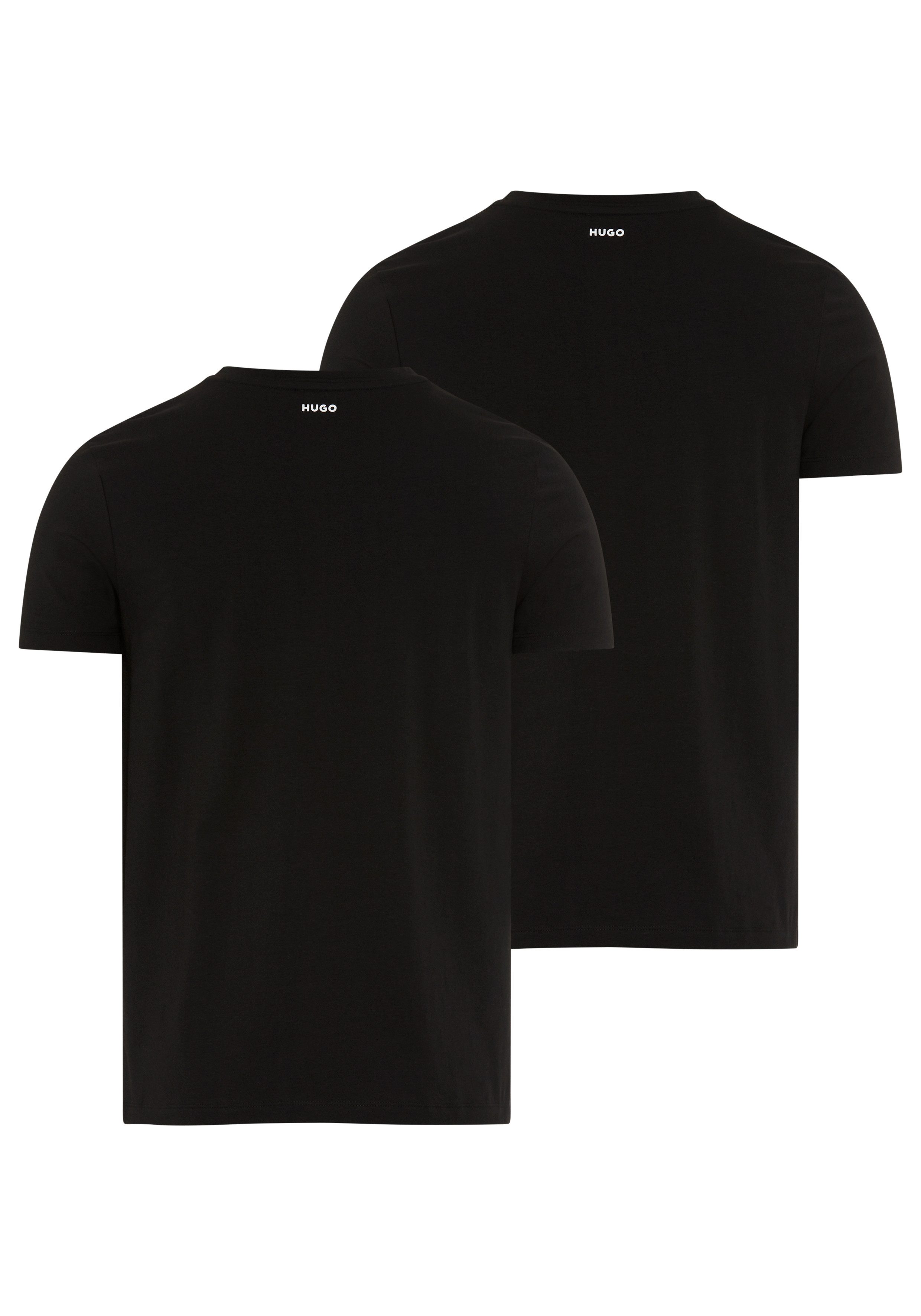 HUGO T-Shirt HUGO-Round (Packung, 2er) Rundhalsausschnitt, Slim-Fit, HUGO Logo-Druck