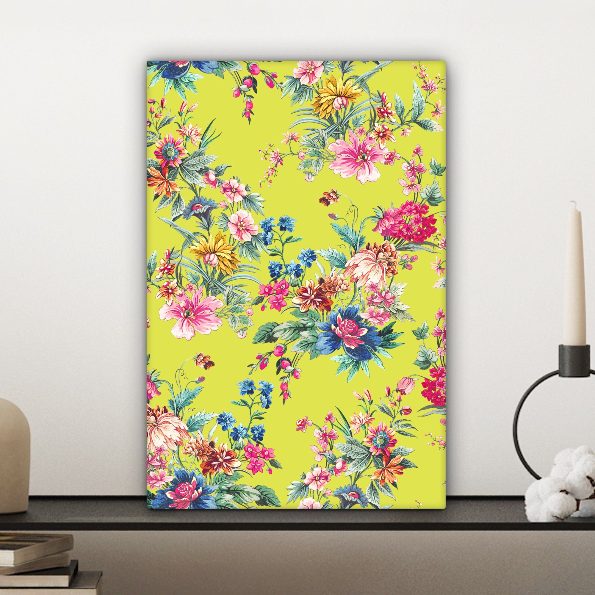 Leinwandbild cm Blumen Zackenaufhänger, 20x30 Leinwandbild bespannt Farben, fertig Pastell (1 inkl. OneMillionCanvasses® - Gemälde, St), -