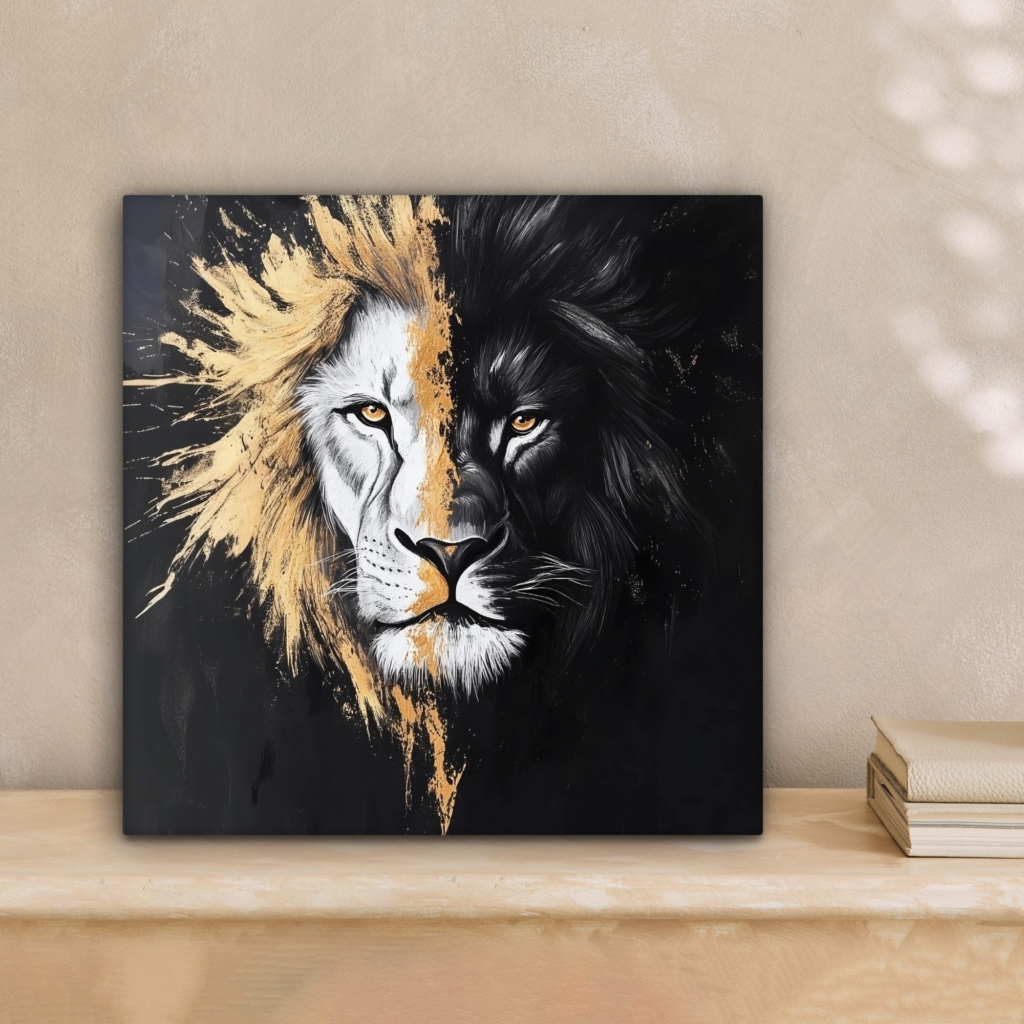 OneMillionCanvasses® Leinwandbild Löwe - Split - günstig online kaufen