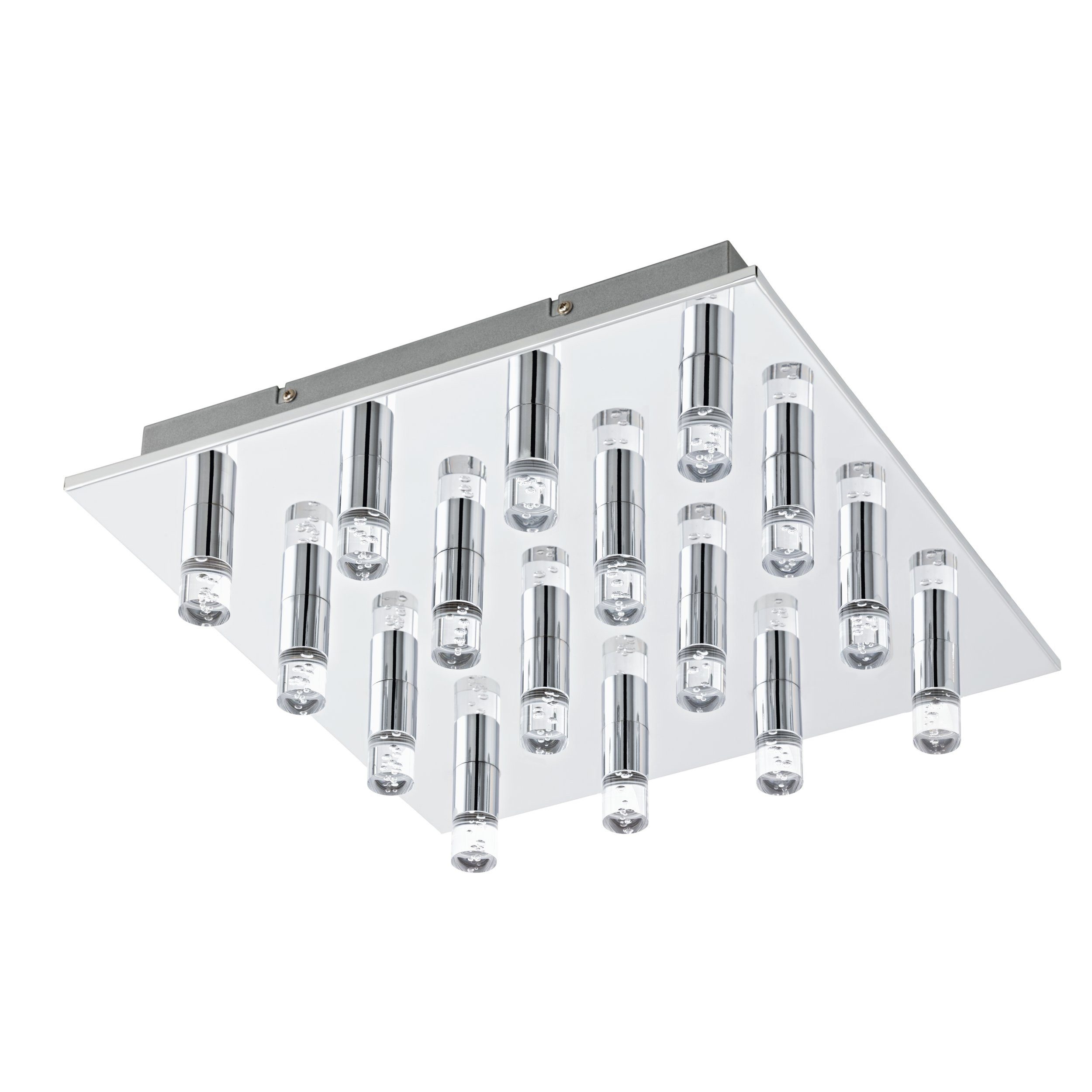 EGLO LED Deckenleuchte Teocelo, Leuchtmittel inklusive, LED Deckenlampe Deckenleuchte Stahl in chrom Kunststoff in klar