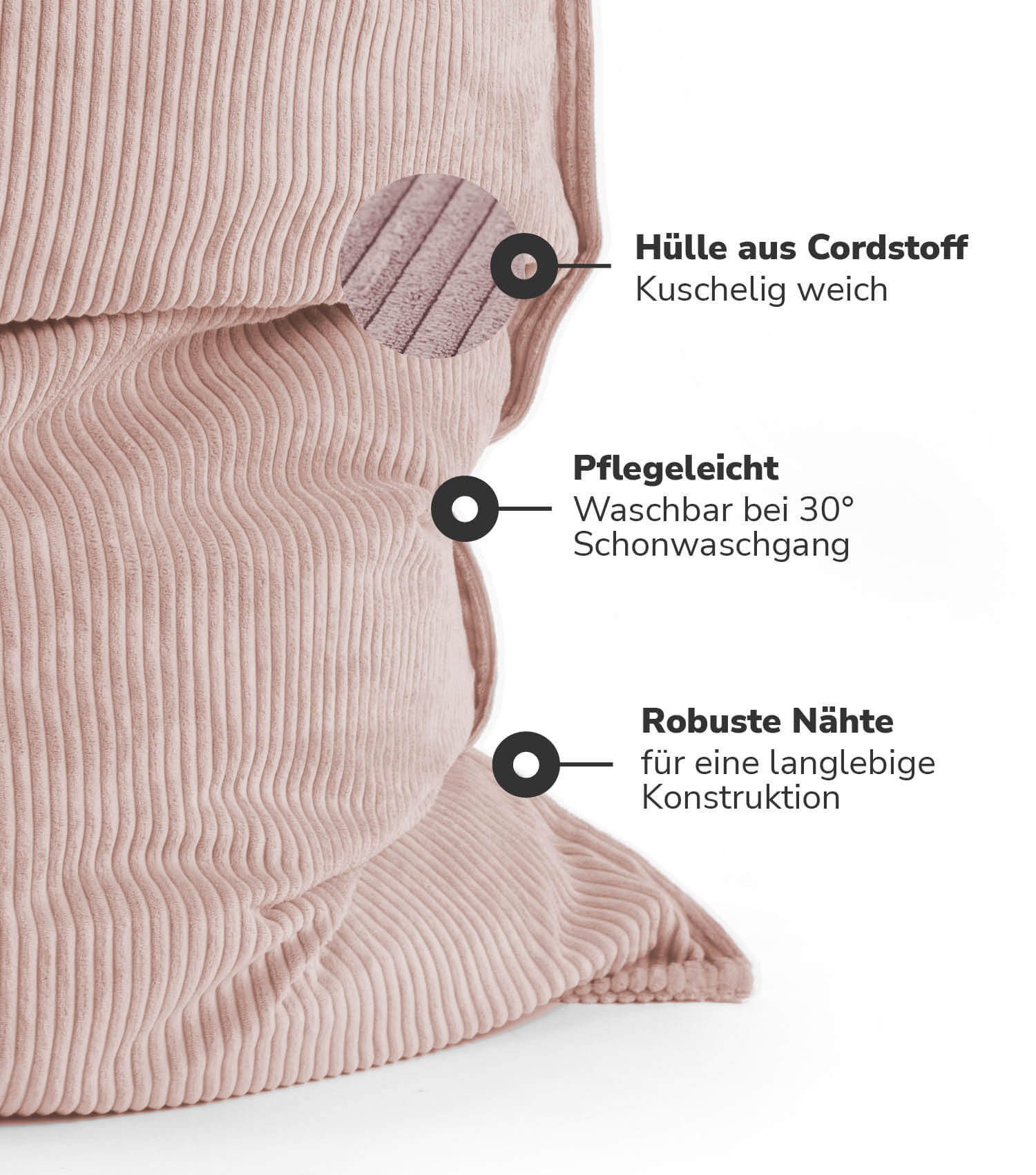 mokebo Sitzsack Das Kuschel-Cover (nur Cord Cover), Bean Bag Cover, Überzug o. Hülle in Anthrazit, ohne Sitzsack geliefert