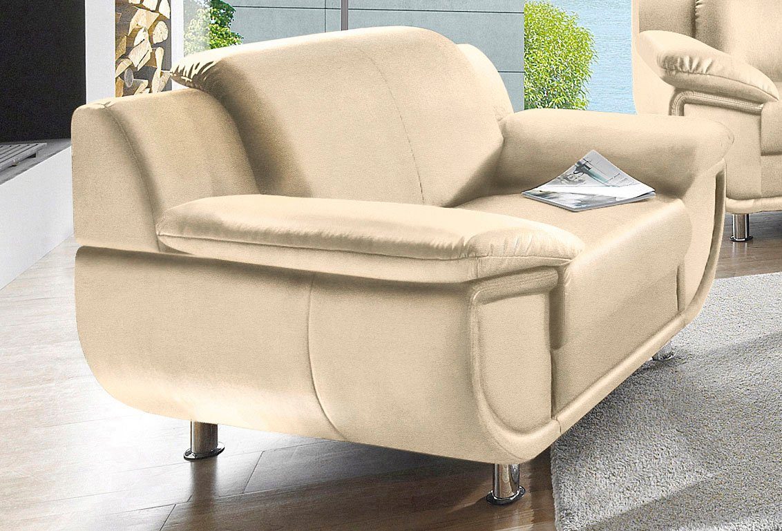 TRENDMANUFAKTUR Sessel Rondo 121 cm, Big-Sessel, komfortabel, Federkern optional, Chromfüße, Big-Sessel wahlweise mit Federkern, bequem – Bild 4 von 5