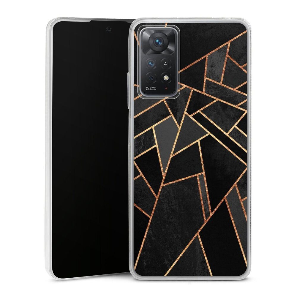 DeinDesign Handyhülle Dreiecke Muster Elisabeth Fredriksson Black Night Gold Print, Xiaomi Redmi Note 11 Pro 4G Slim Case Silikon Hülle Ultra Dünn