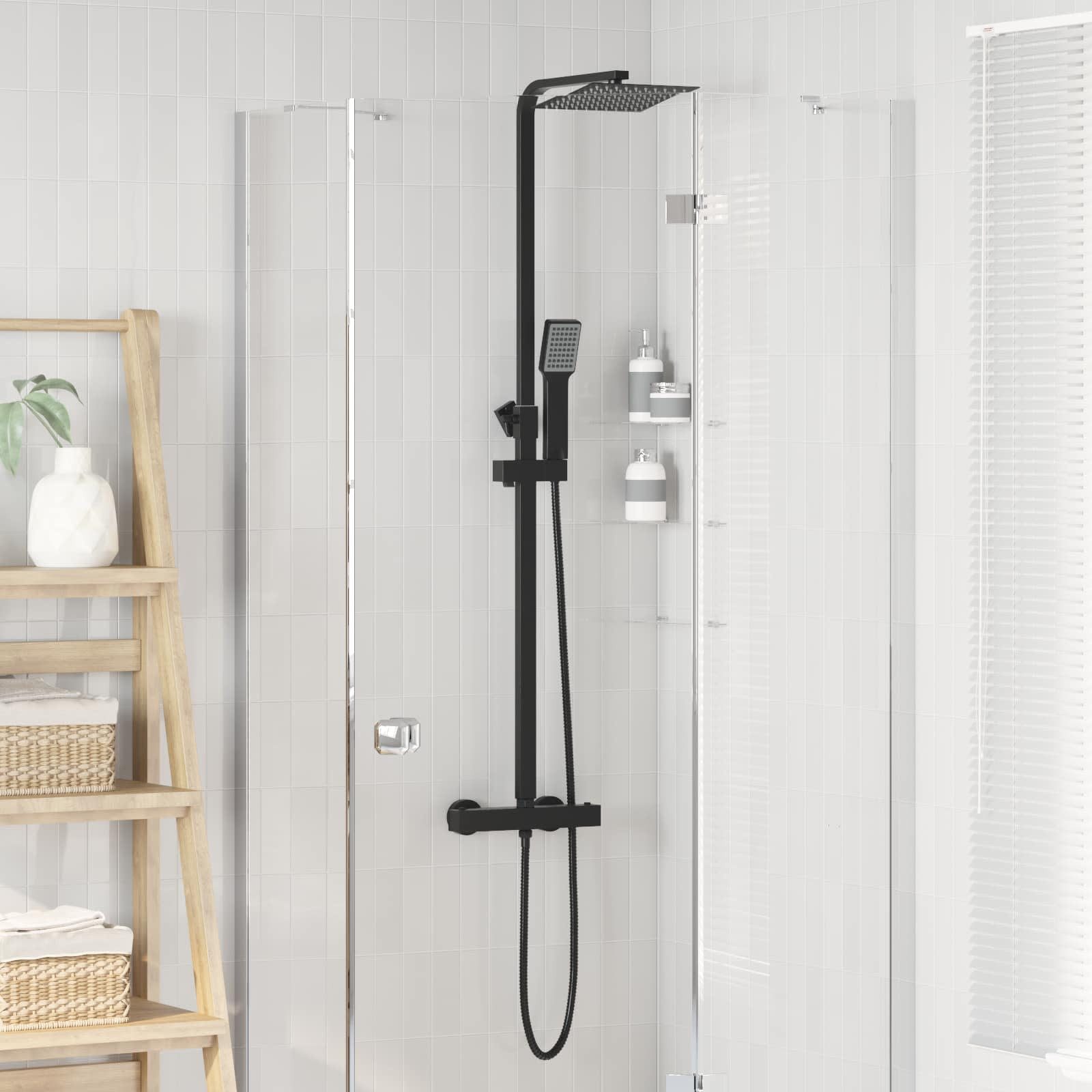 vidaXL Regenduschkopf Thermostatisches Duschset Messing und Edelstahl, (1-tlg)