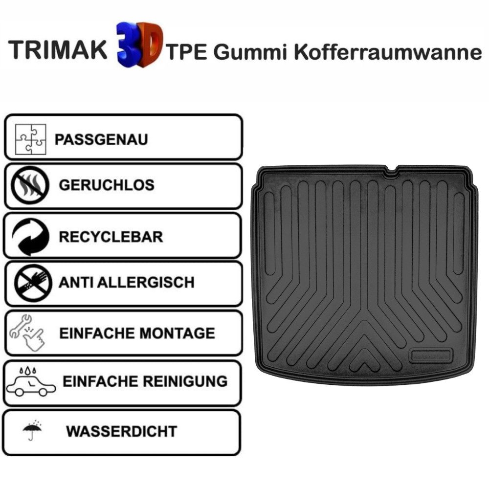 Trimak Passform-Fußmatten Oder Kofferraumwanne Oder Set kompatibel mit MG ZS, MG ZS EV ab 2021 Gummimatten Auto & Untere Kofferraummatte TPE