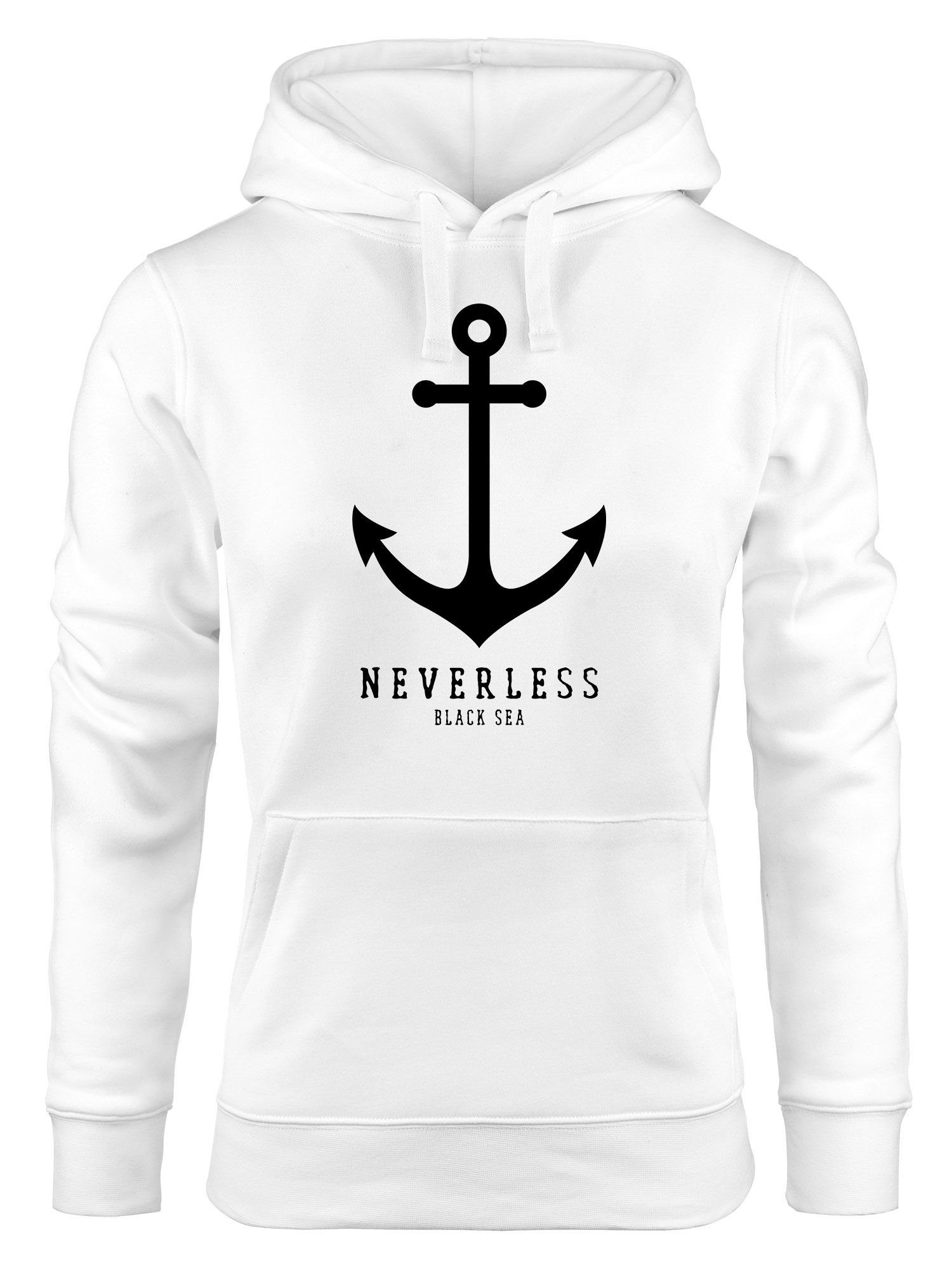 Neverless Hoodie Hoodie Damen Anker Nautical Sailor Segeln Kapuzen-Pullover für Frauen Neverless® weiß