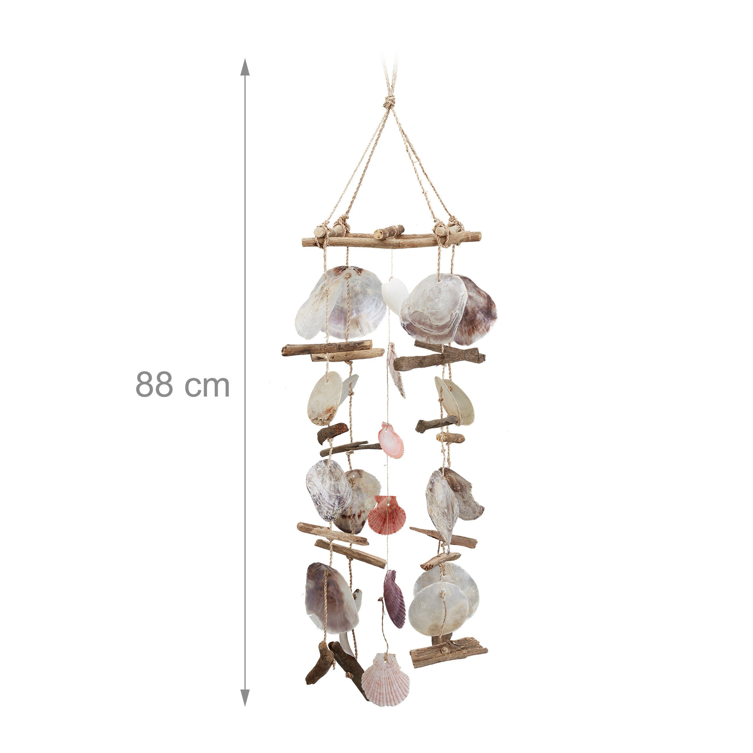 relaxdays Windspiel Treibholz mit Muschel