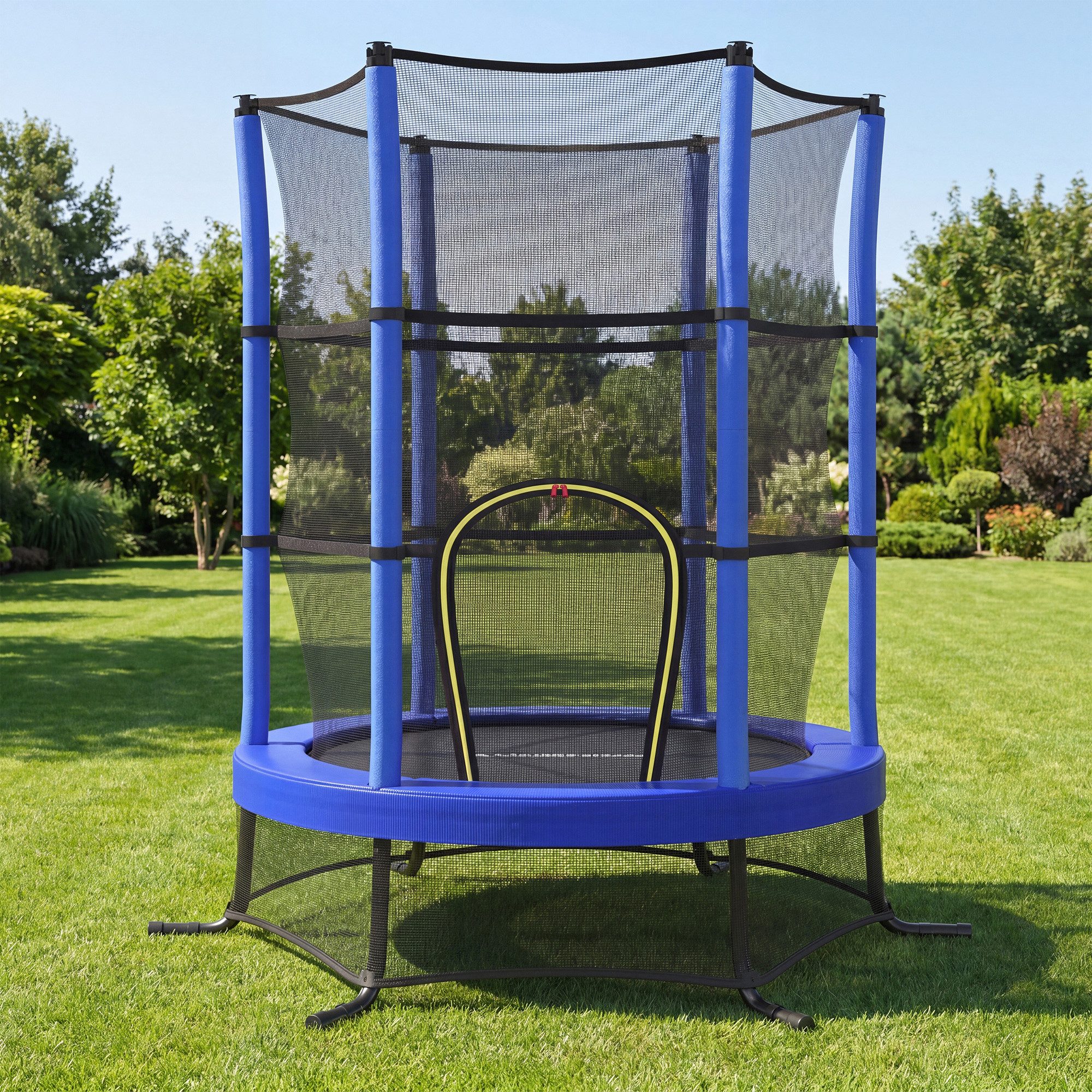 SONGMICS Kindertrampolin 174 cm Kindertrampolin mit Sicherheitsnetz, Randabdeckung, Stahlrahmen, Mini-Trampolin Fitness, Gartentrampolin, für indoor und outdoor