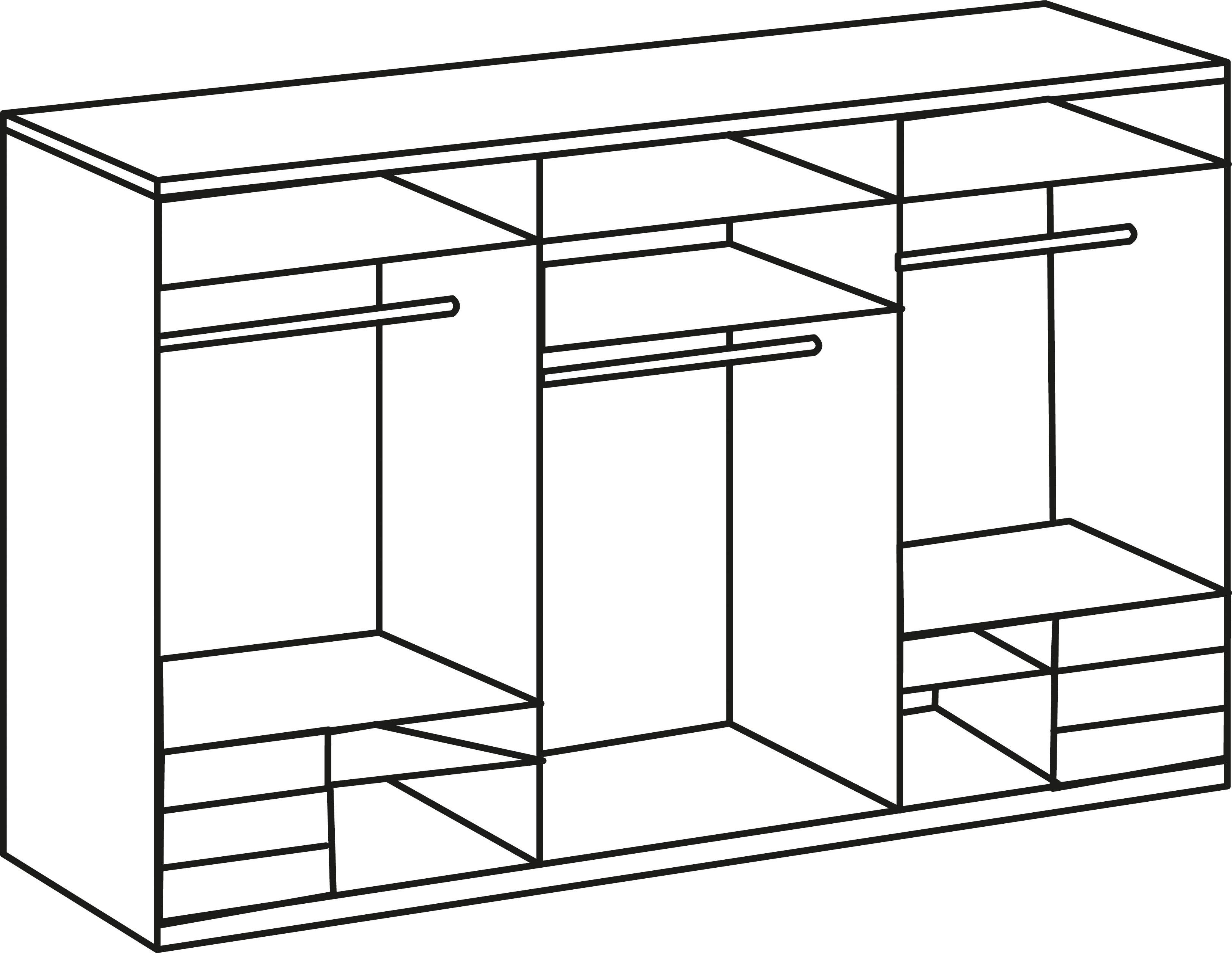 Fresh Glastüren Synchronöffnung mit plankeneichefarben/Weißglas und Go Schwebetürenschrank Level To