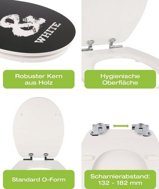 Sitzplatz WC-Sitz Dekor, Motiv Black Humor, Holzkern, Gloss Oberfläche, Absenkautomatik, 403740