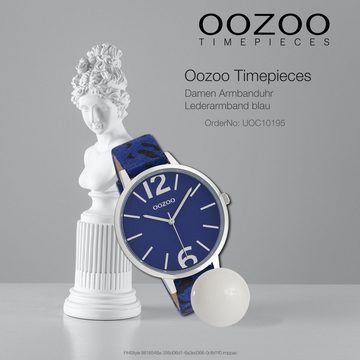 OOZOO Quarzuhr Oozoo Damen Armbanduhr Timepieces Analog, Damenuhr rund, groß (ca. 43mm) Lederarmband, Fashion-Style