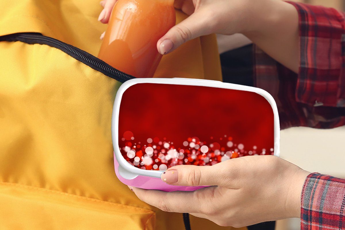 MuchoWow Lunchbox Brotbox - Design - Snackbox, Erwachsene, Kunststoff, (2-tlg), für Rot Licht, - rosa Mädchen, Kunststoff Brotdose Kinder, abstrakt