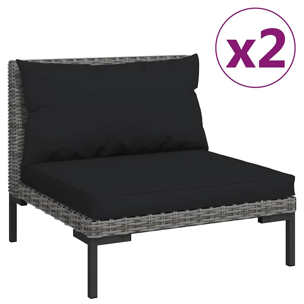vidaXL Sofaelement 3-tlg. Garten-Lounge-Set Dunkelgrau Halbrundes Poly Rattan (1 St)