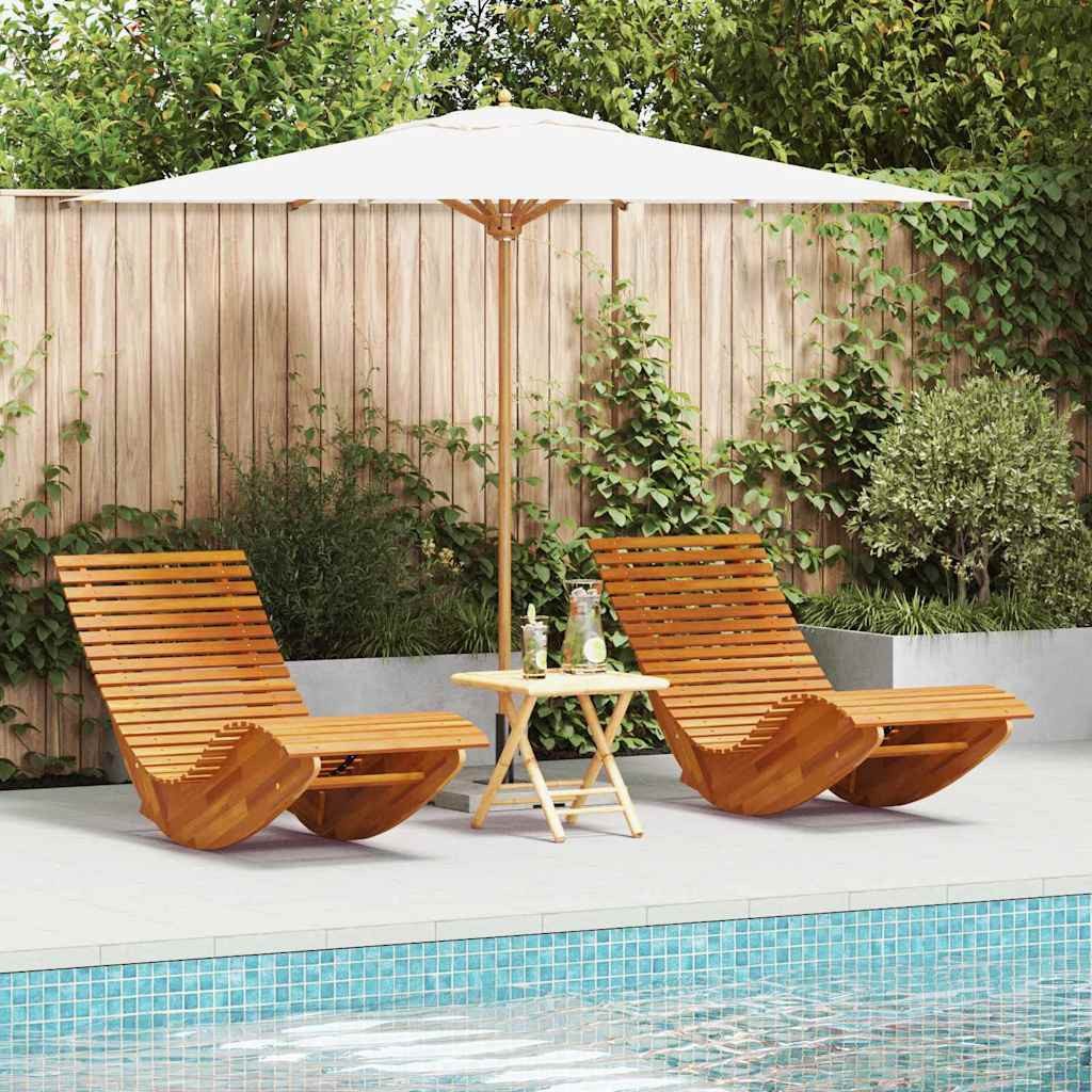 vidaXL Gartenliege Liege 2 Stk. Massivholz Braun, 2 St.
