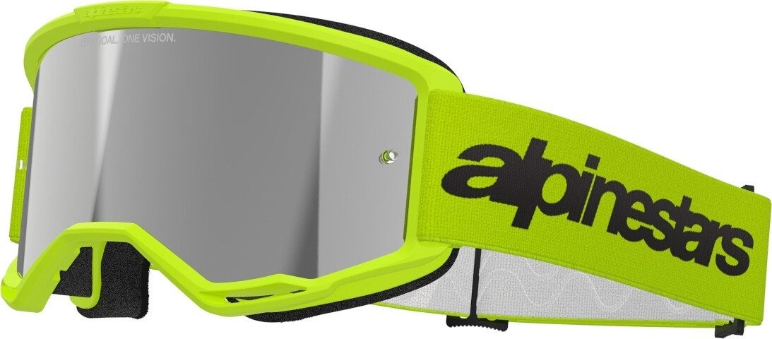 Alpinestars Motorradbrille Vision 3 Wordmark Mirror Motocross Brille, Anti-Beschlag-Beschichtung,Mit Band,Verspiegelt