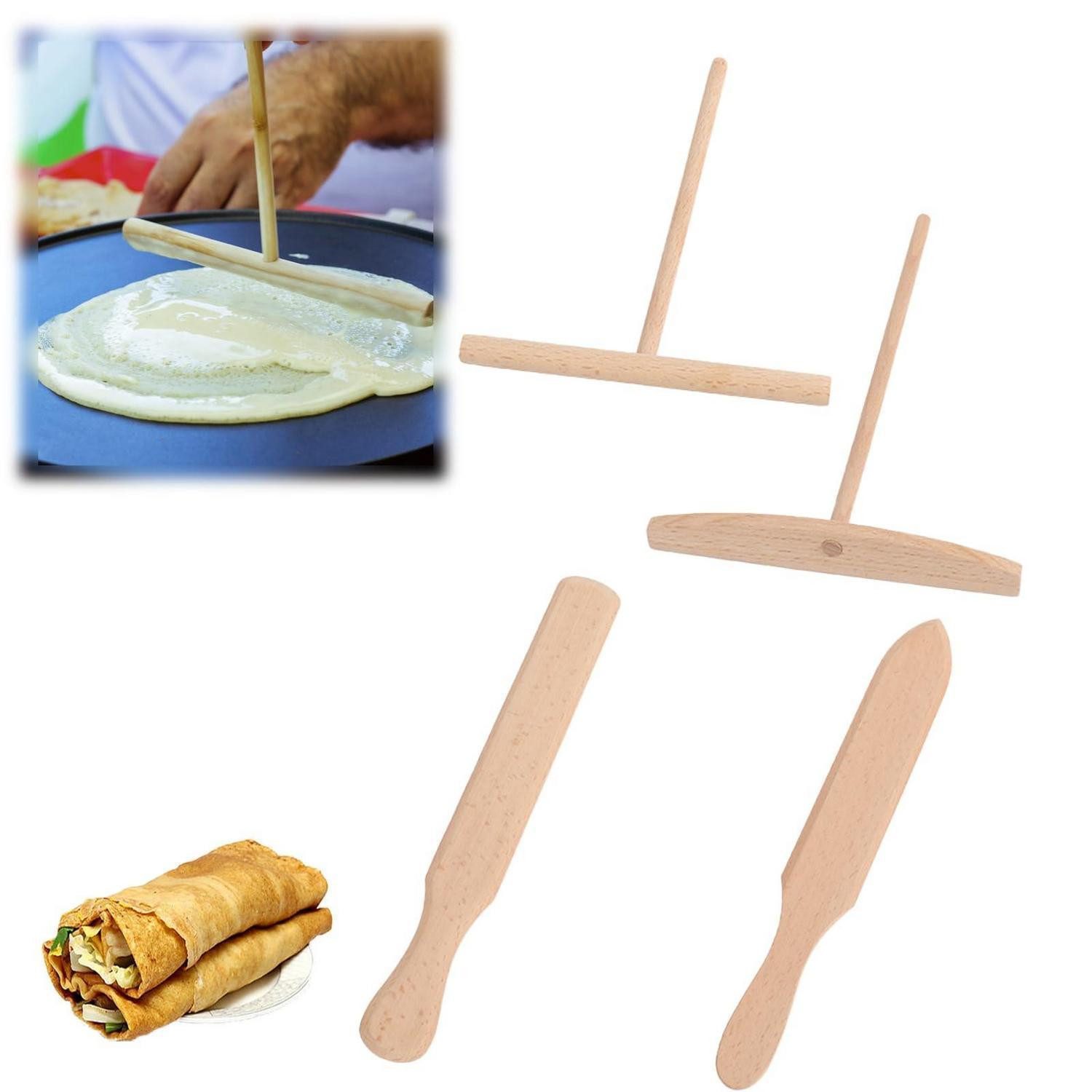 LuxusKollektion Crepes Verteiler Crepes Set Buchenholz 4-teilig
