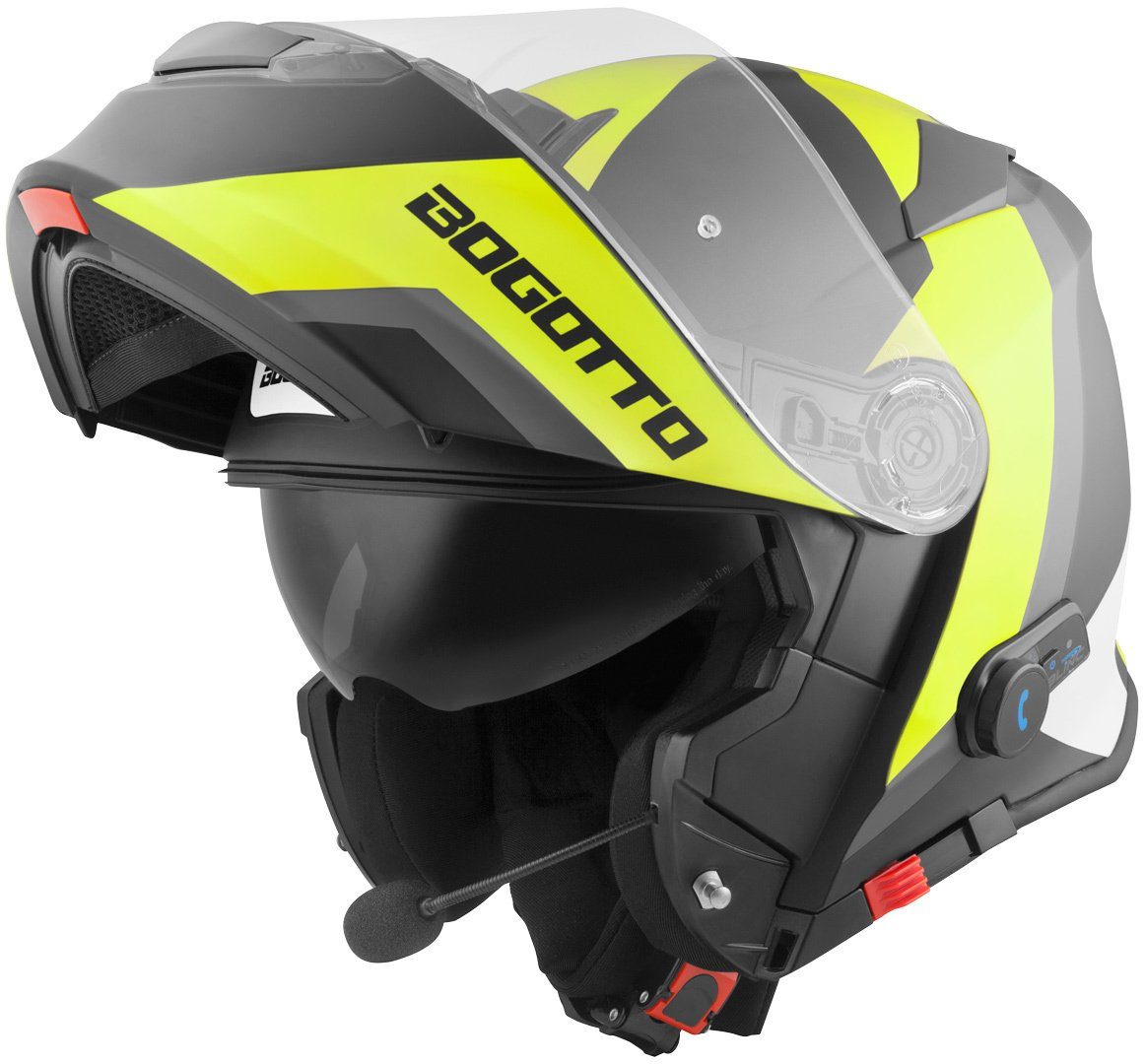 Bogotto Motorradhelm V271 BT Zabu Bluetooth Klapphelm, vorbereitet für Kommunikationssystem,integriertes Kommunikationss