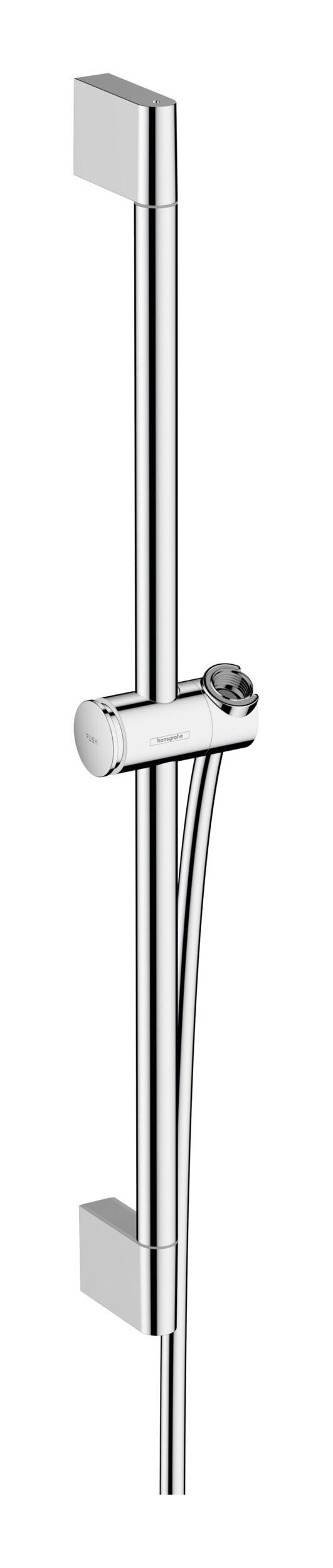 Hansgrohe Unica Classic Duschstange 0,65 M – Verchromtes Messingrohr, Schieber Arretierbar, Inkl. 1,60 M Schlauch