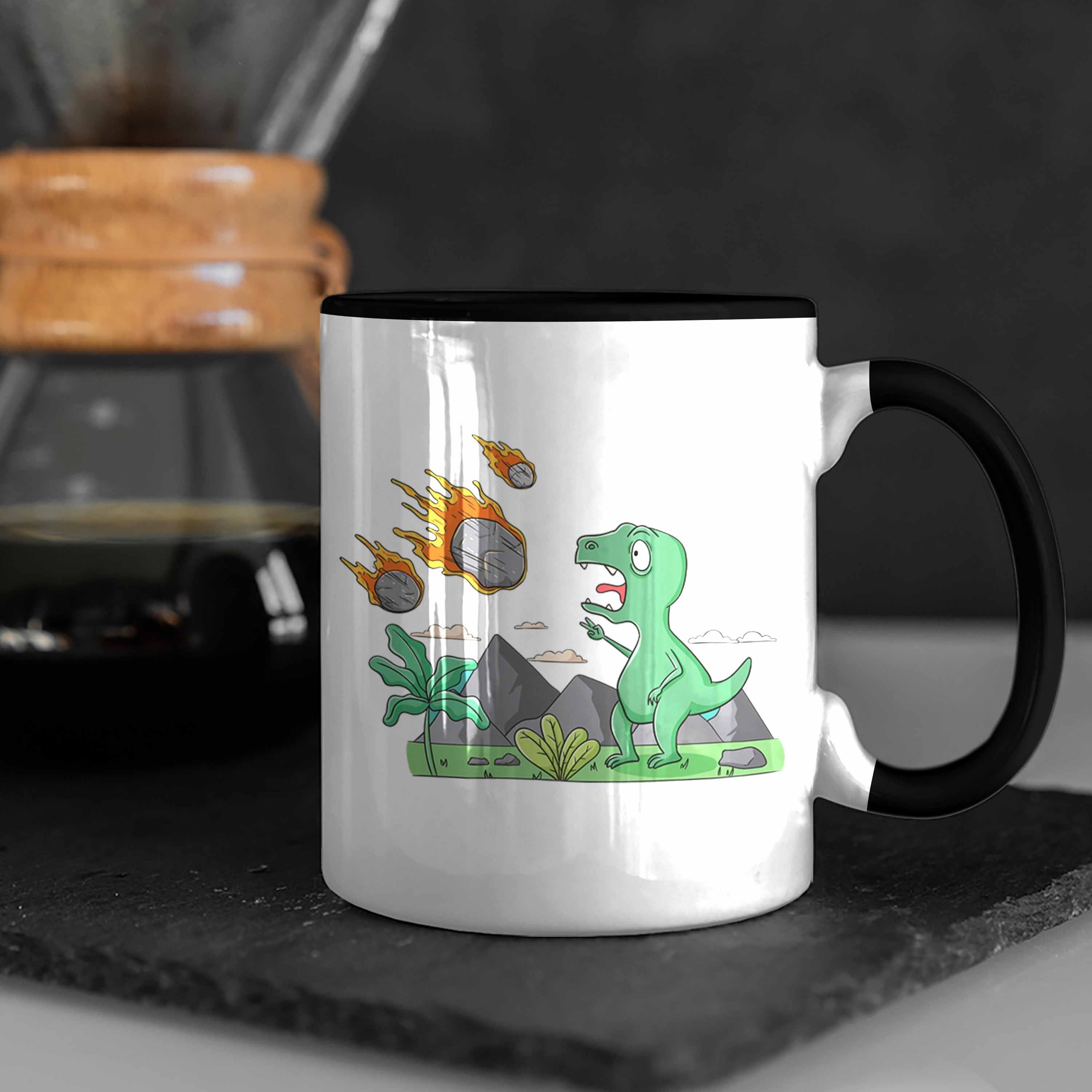 Tasse Dinosaurier Schwarz Tasse Geschenk Trendation Lustig Grafik