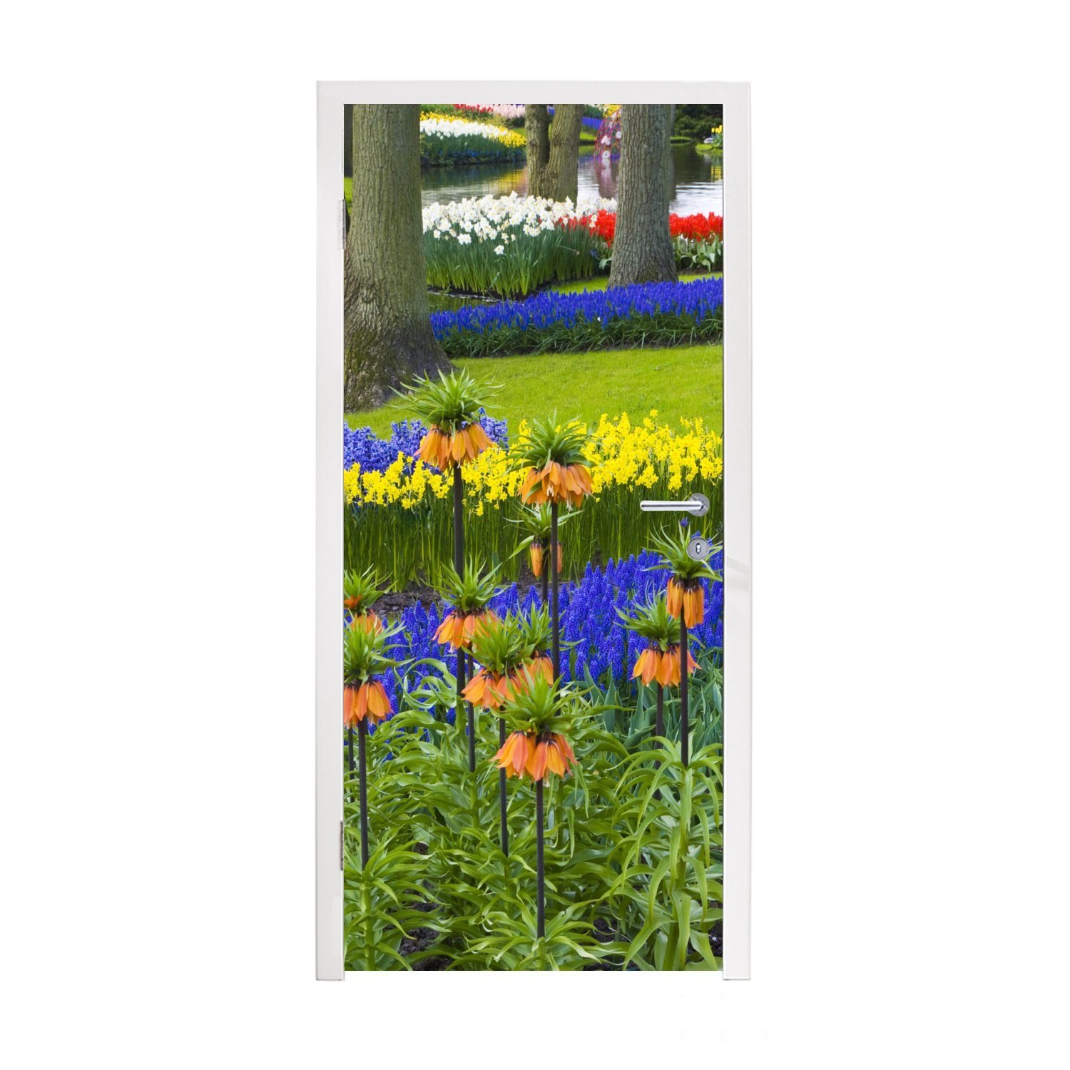 MuchoWow Türtapete Blumenpark Keukenhof in Südholland, Matt, bedruckt, (1 St), Fototapete für Tür, Türaufkleber, 75x205 cm